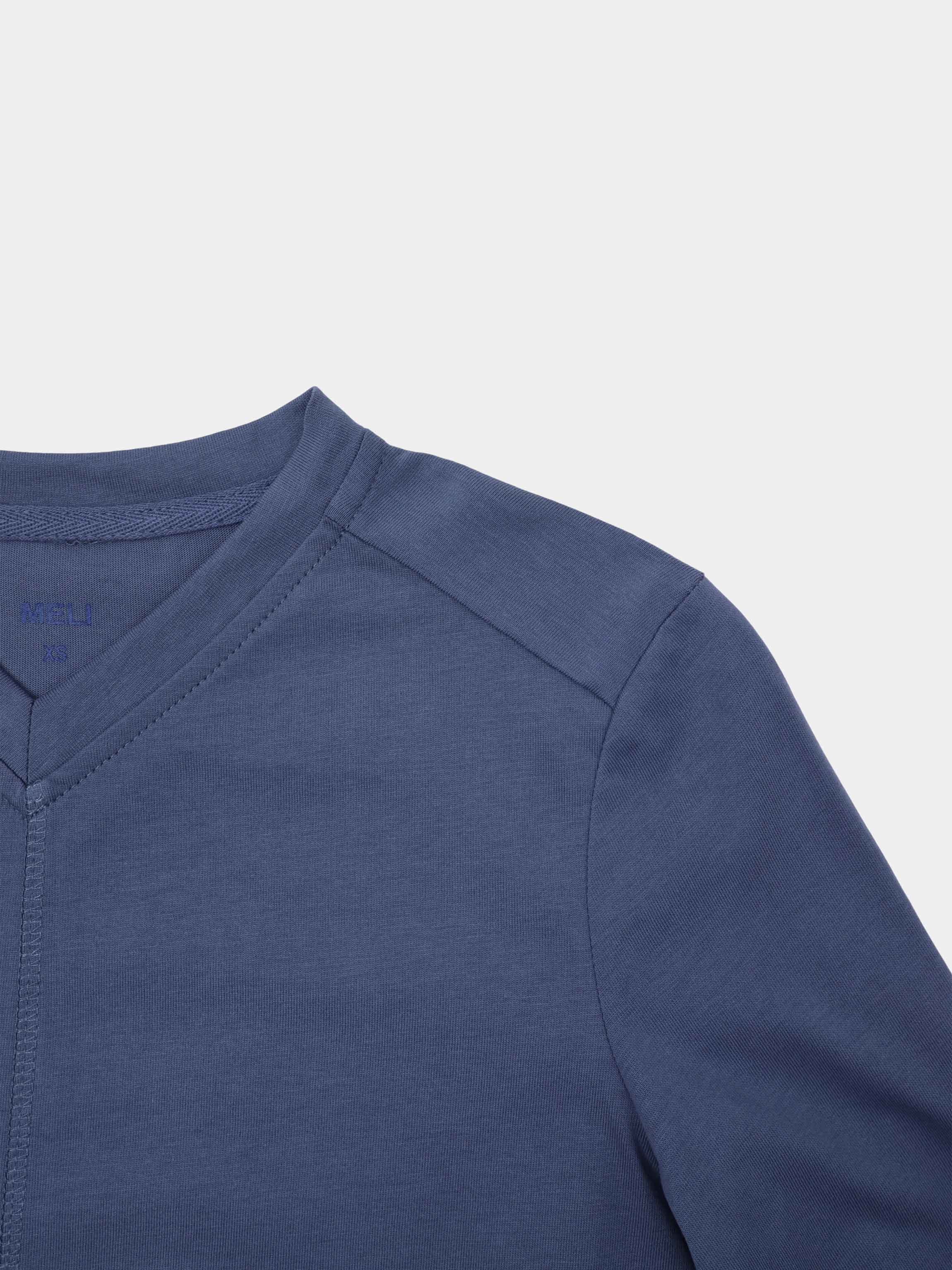 Center Seam High V Tee-Denim Blue