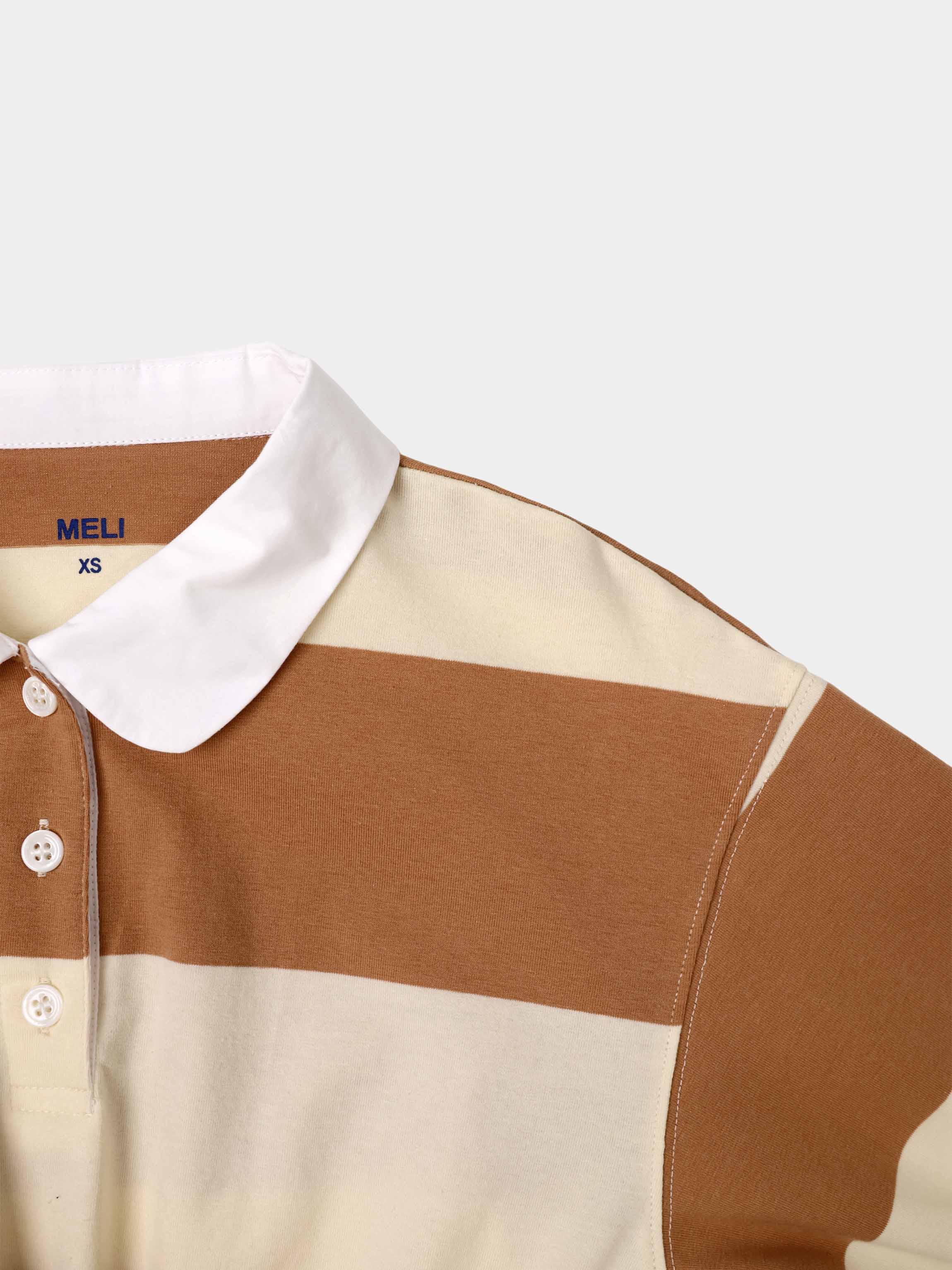 Striped Tie Bottom T-Shirt-Tan