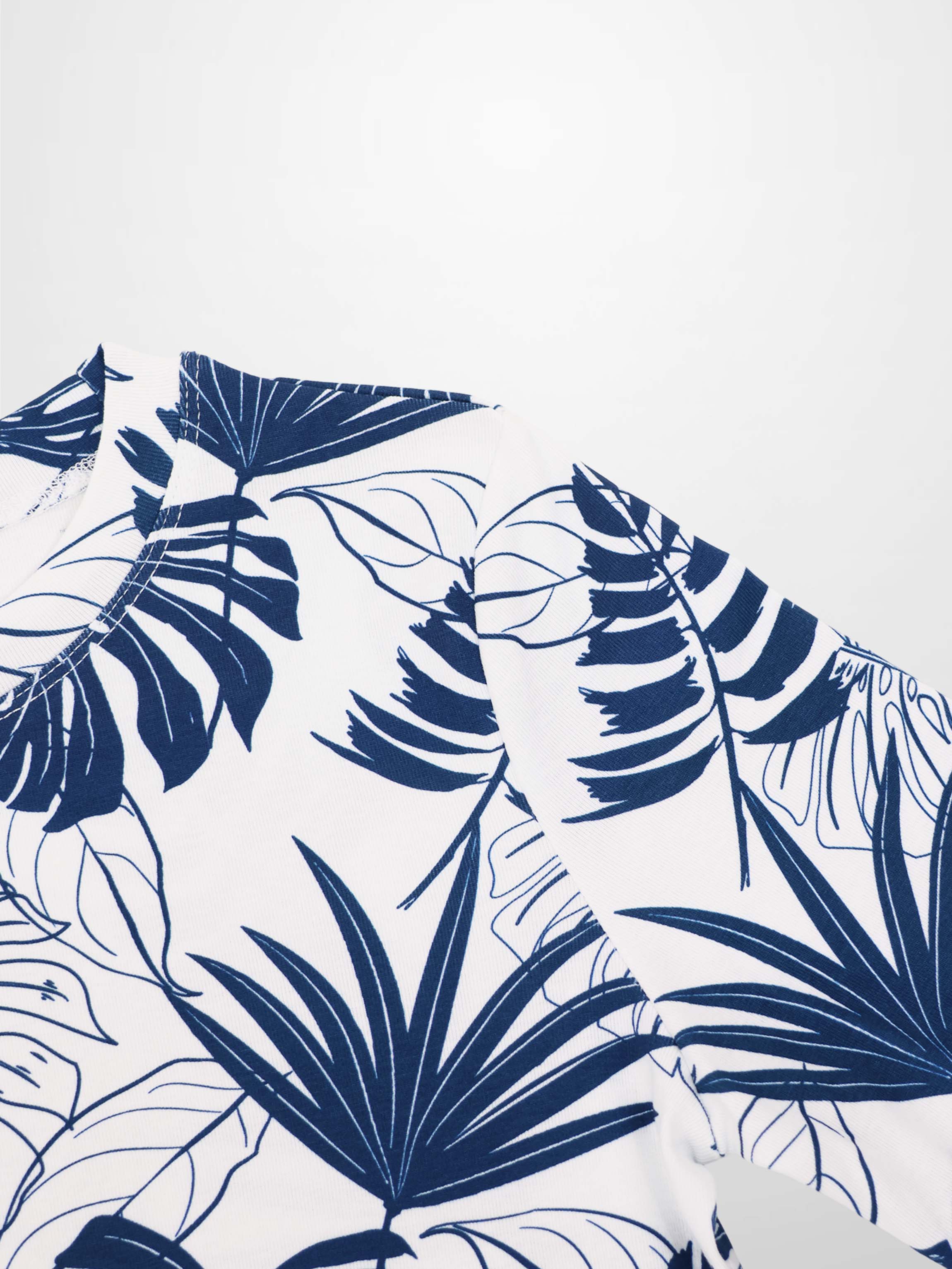 Basic Printed T-shirt-Navy Palm