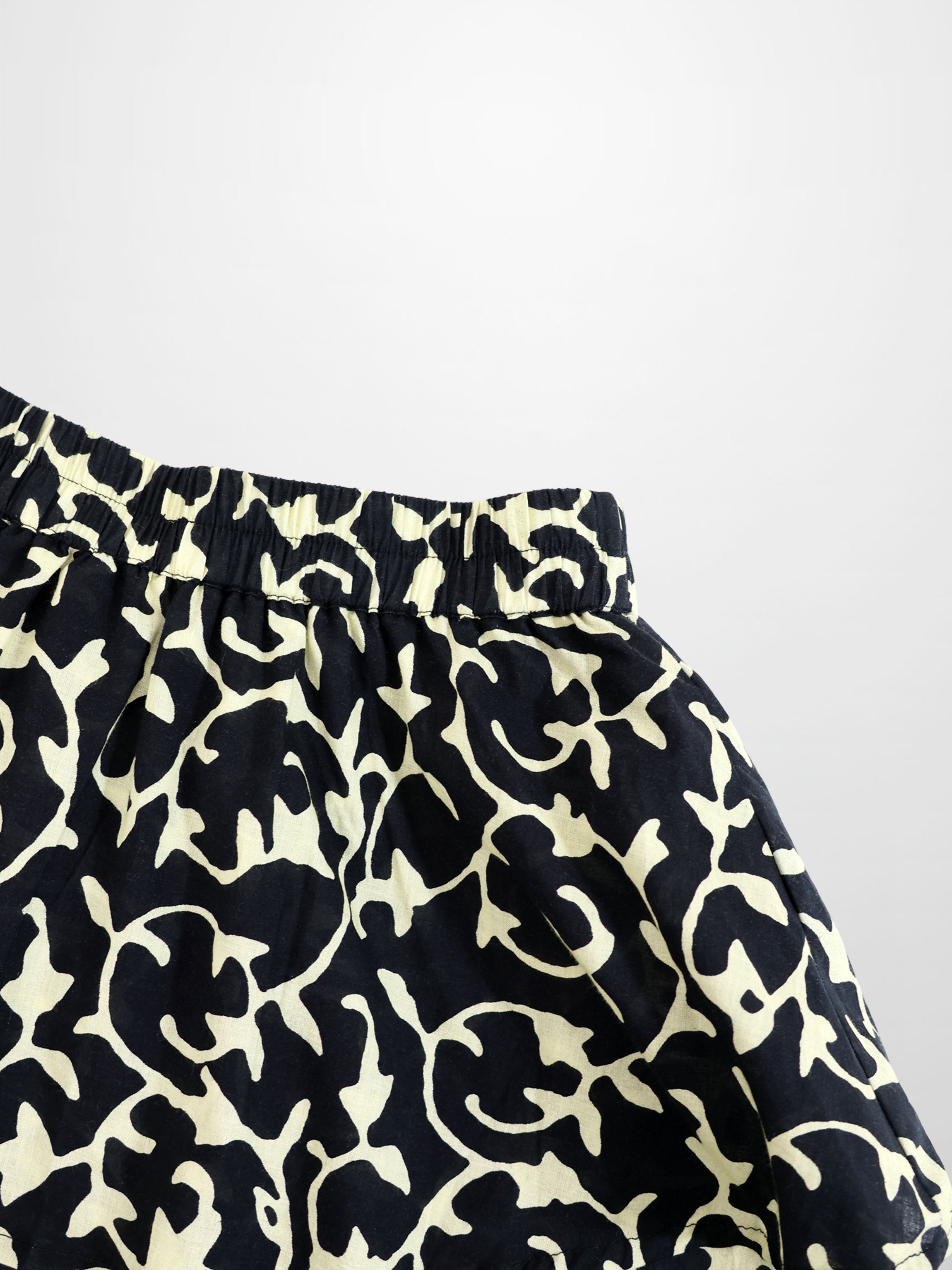 Ruched Top Layered Skirt-Navy Vines