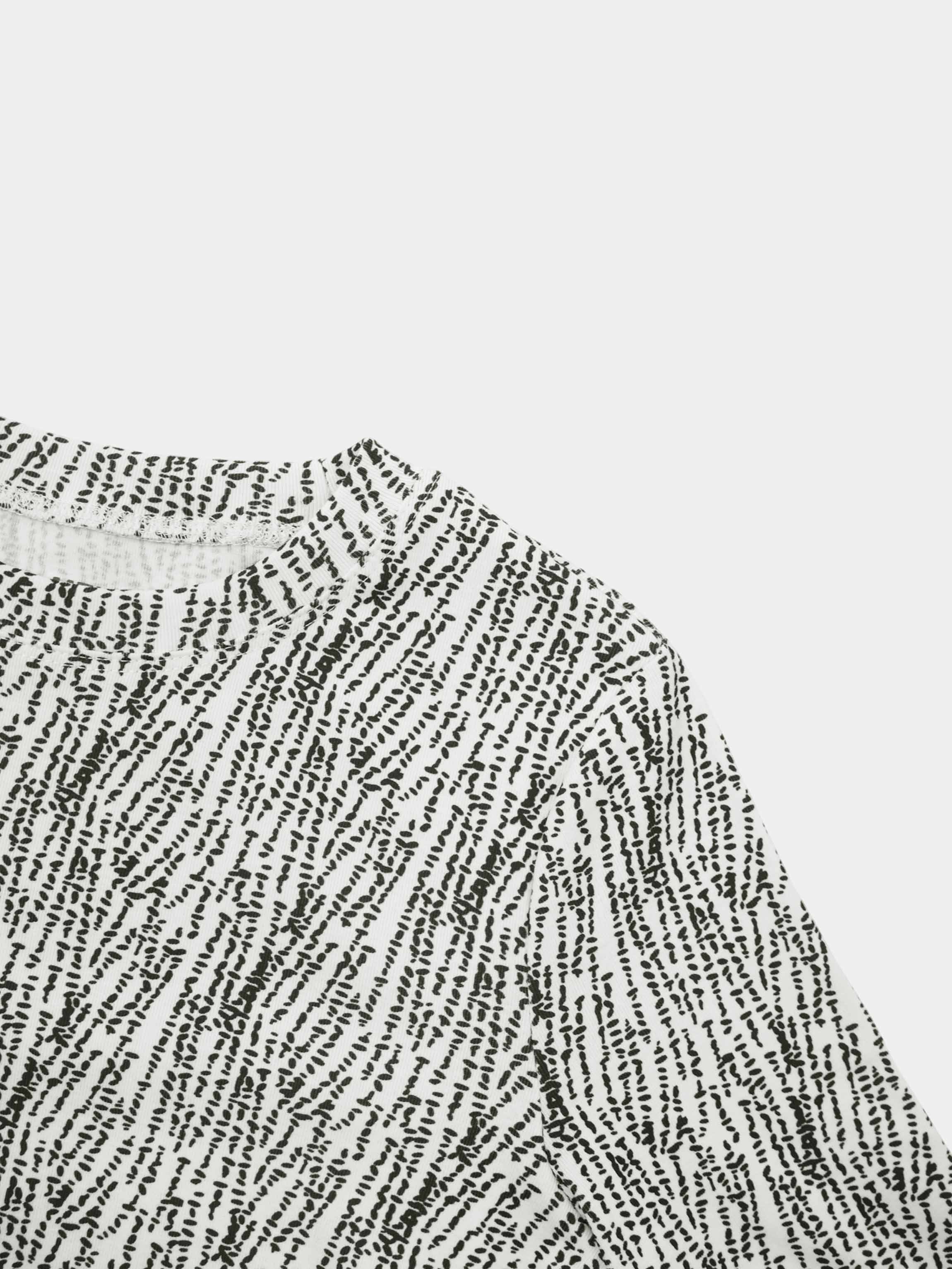 Basic Printed T-shirt-Black and White Speckled