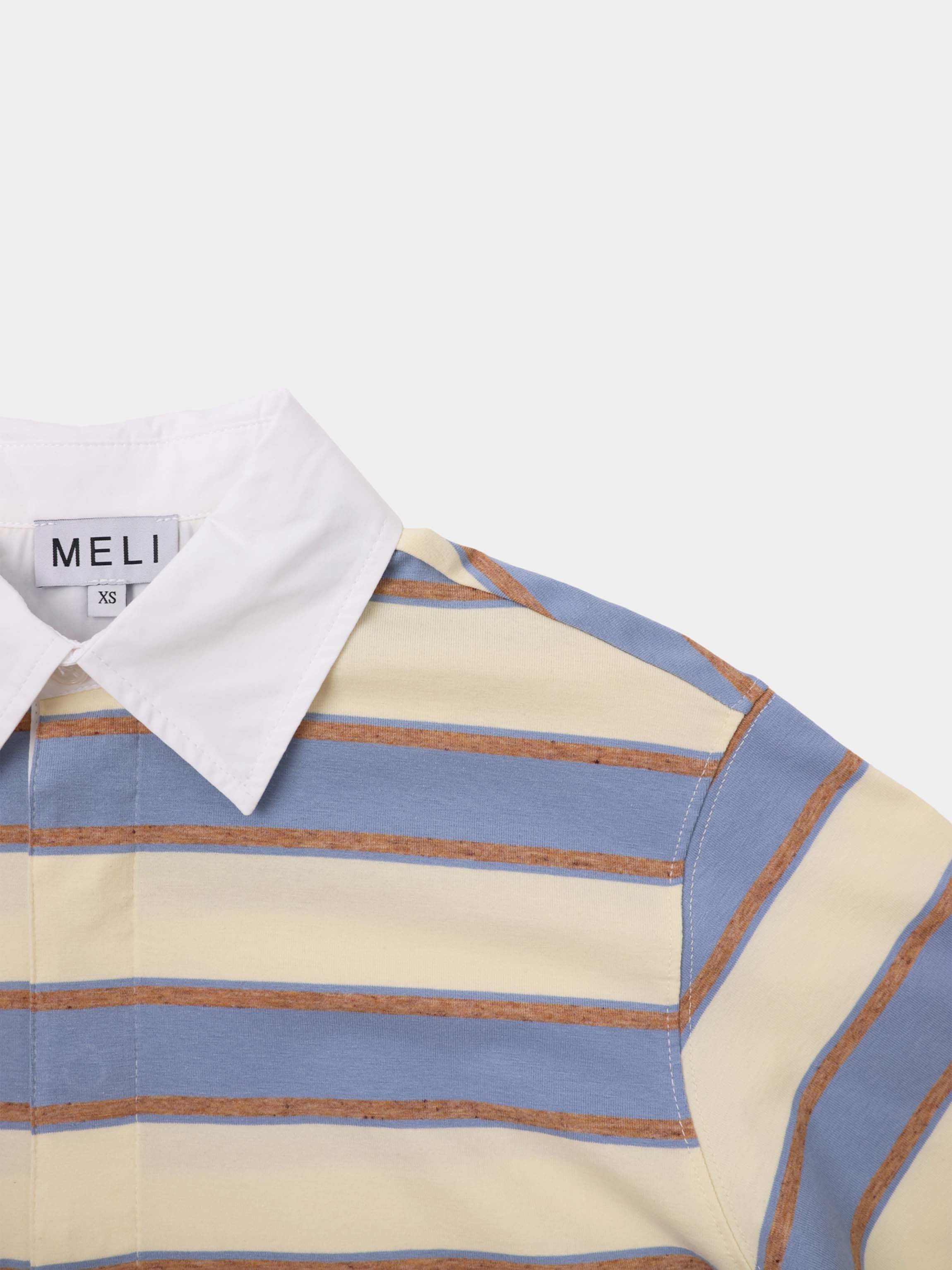 Wide Stripe Rugby T-Shirt-Light Blue Stripe