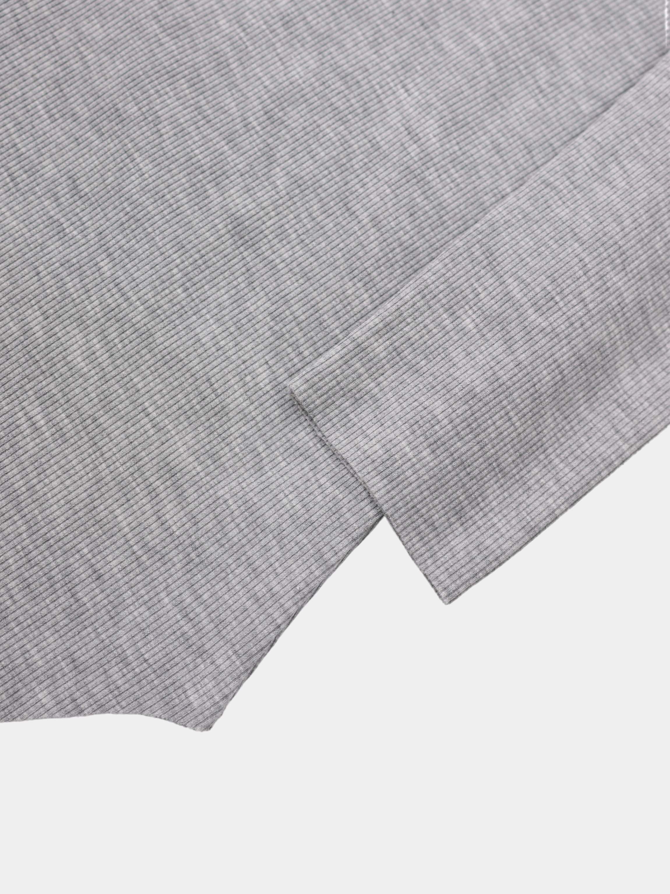 Rounded Hem Ribbed T-Shirt-Heathered Grey