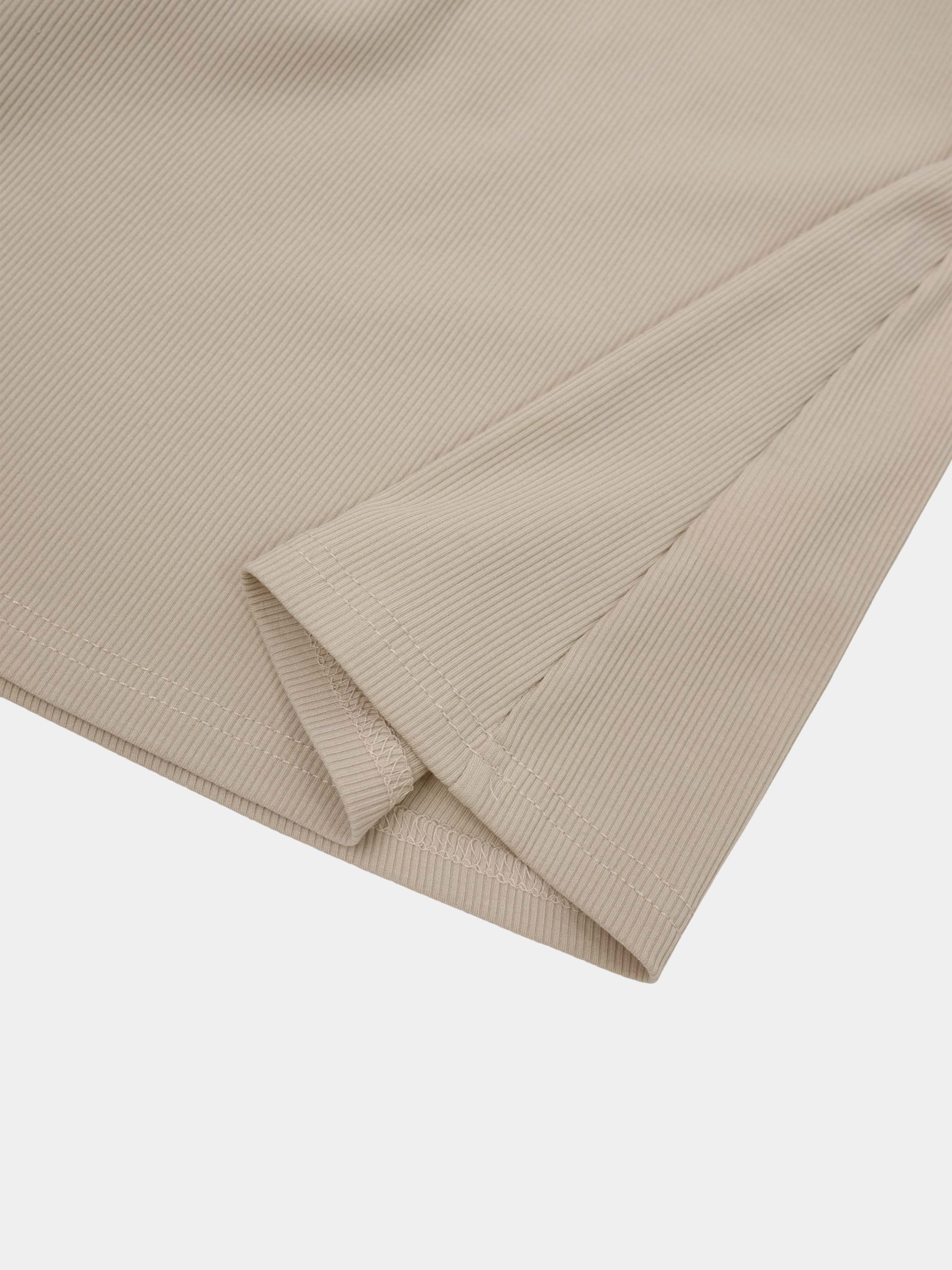 T-Shirt Ribbed Yoke Skirt-Tan