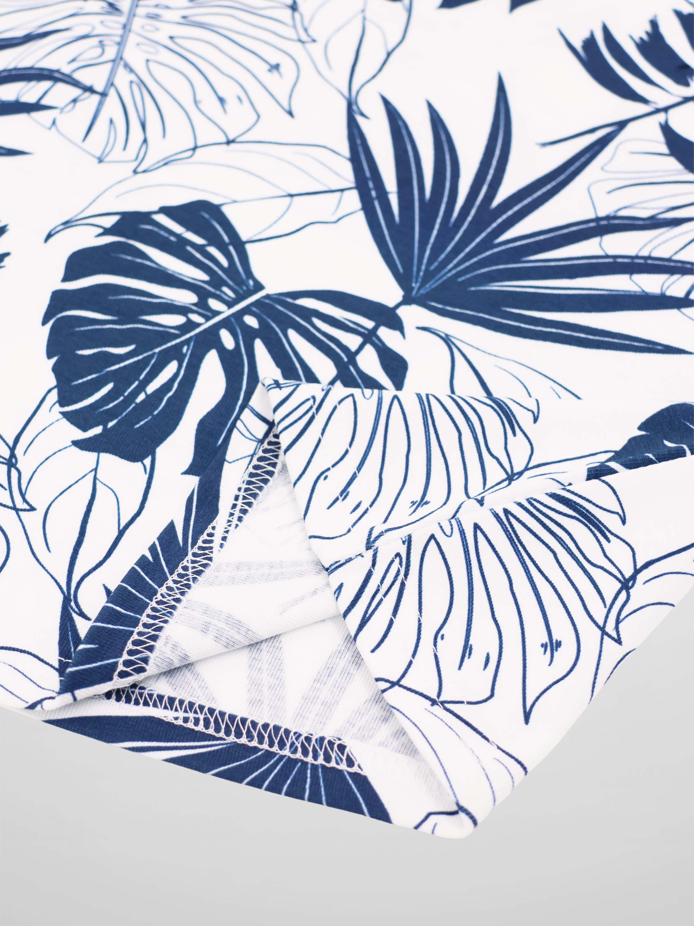 Basic Printed T-shirt-Navy Palm