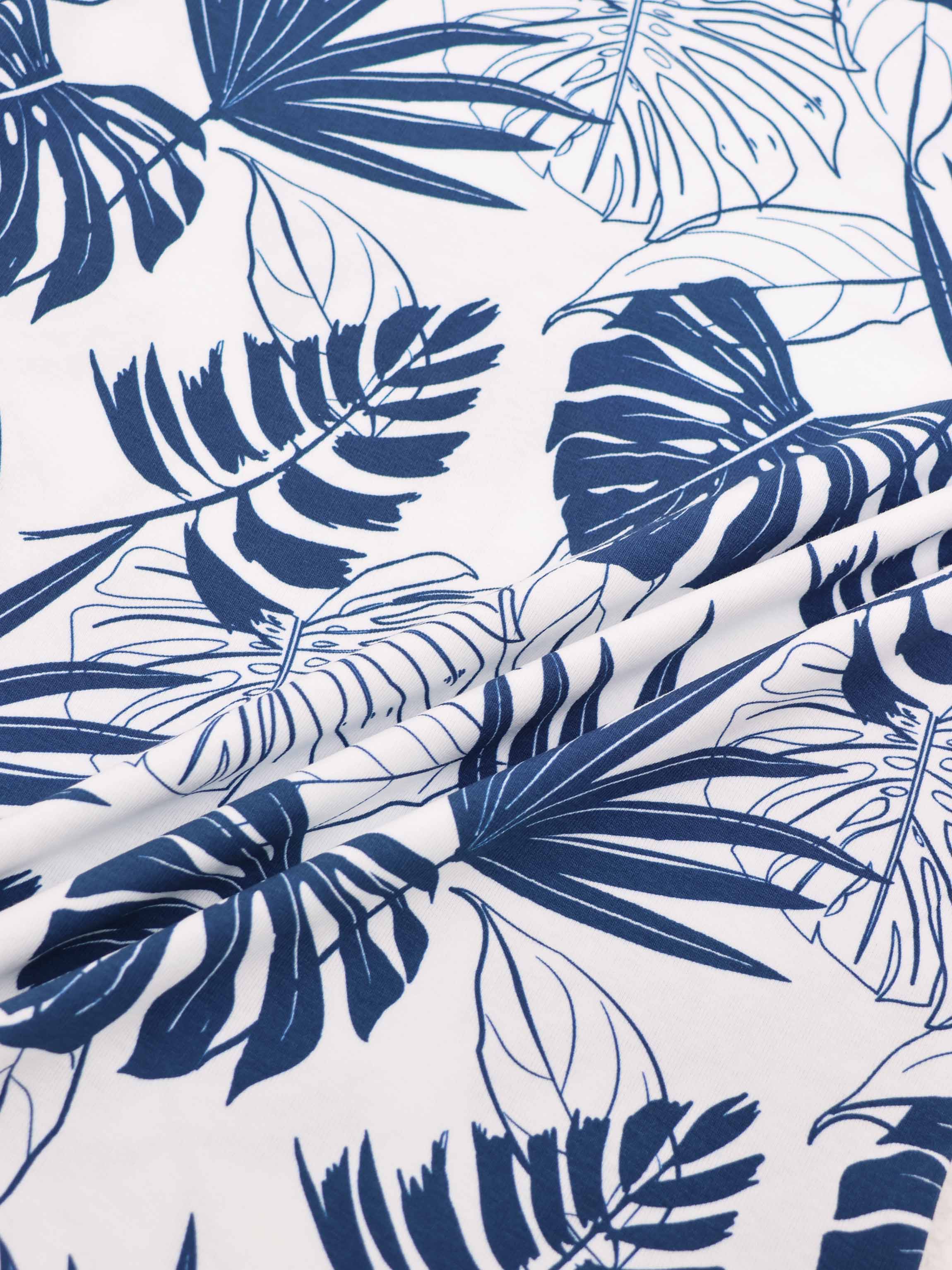 Basic Printed T-shirt-Navy Palm