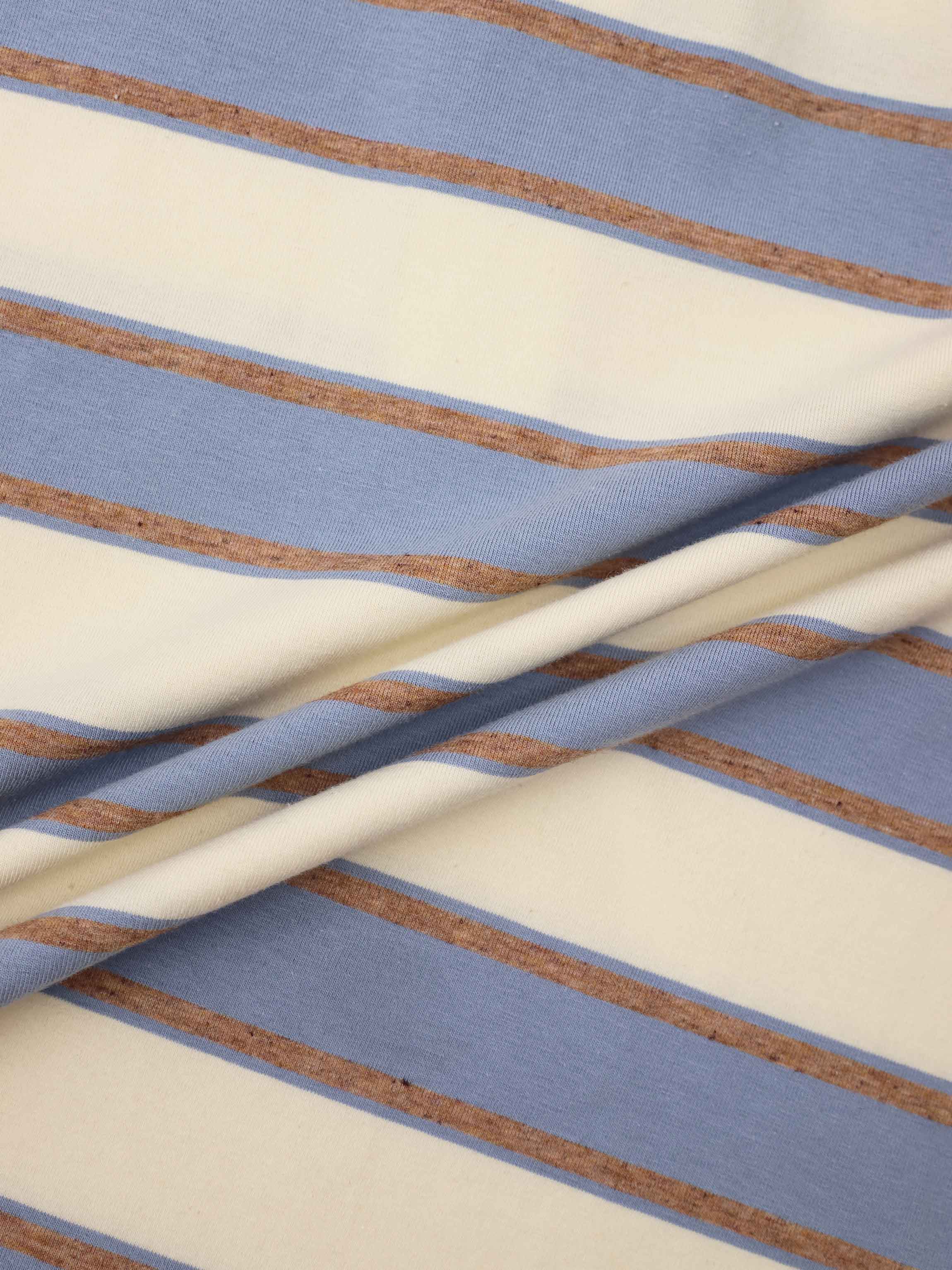 Wide Stripe Rugby T-Shirt-Light Blue Stripe