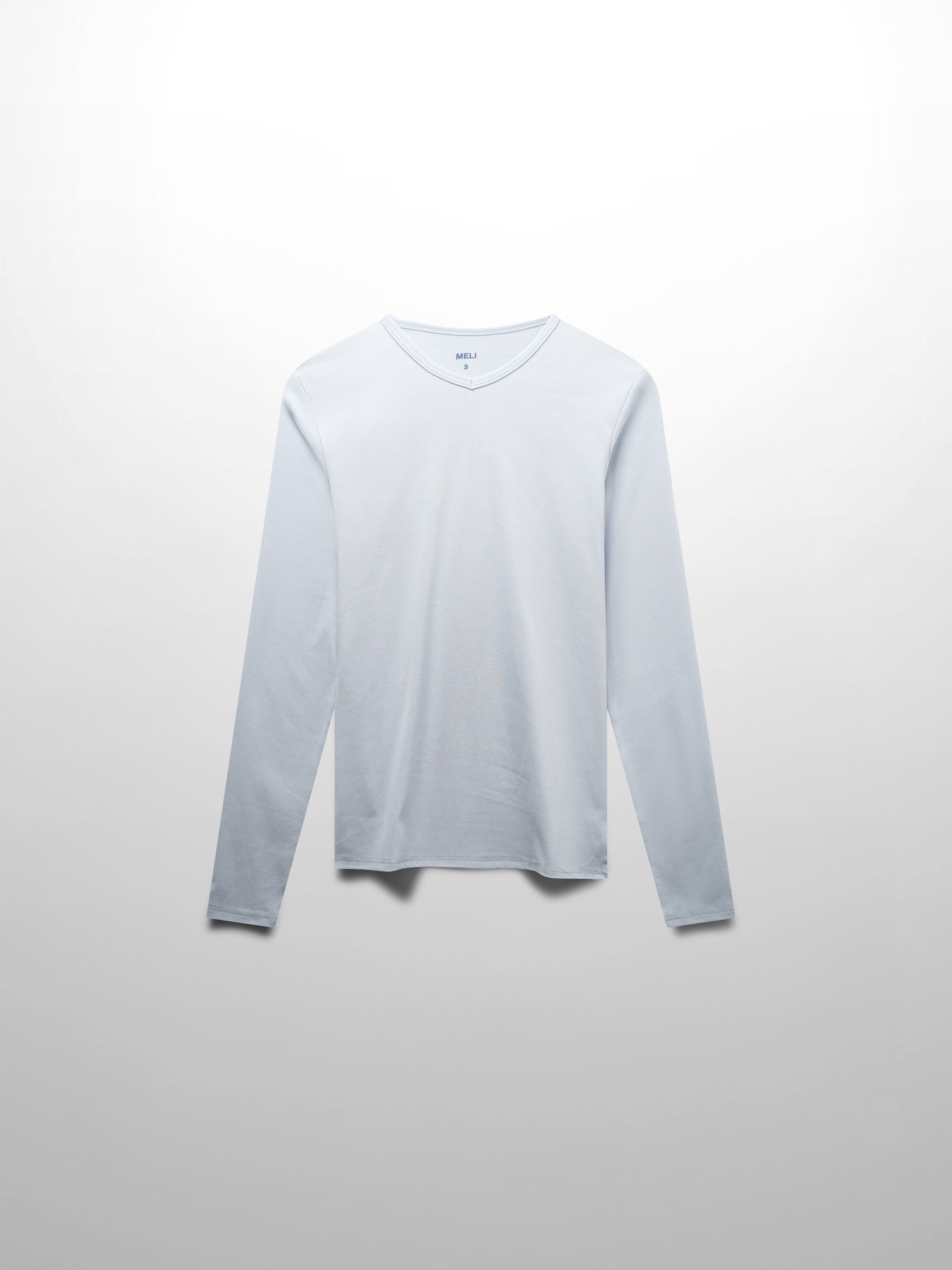 Basic High V Tee Long Sleeve-Powder Blue
