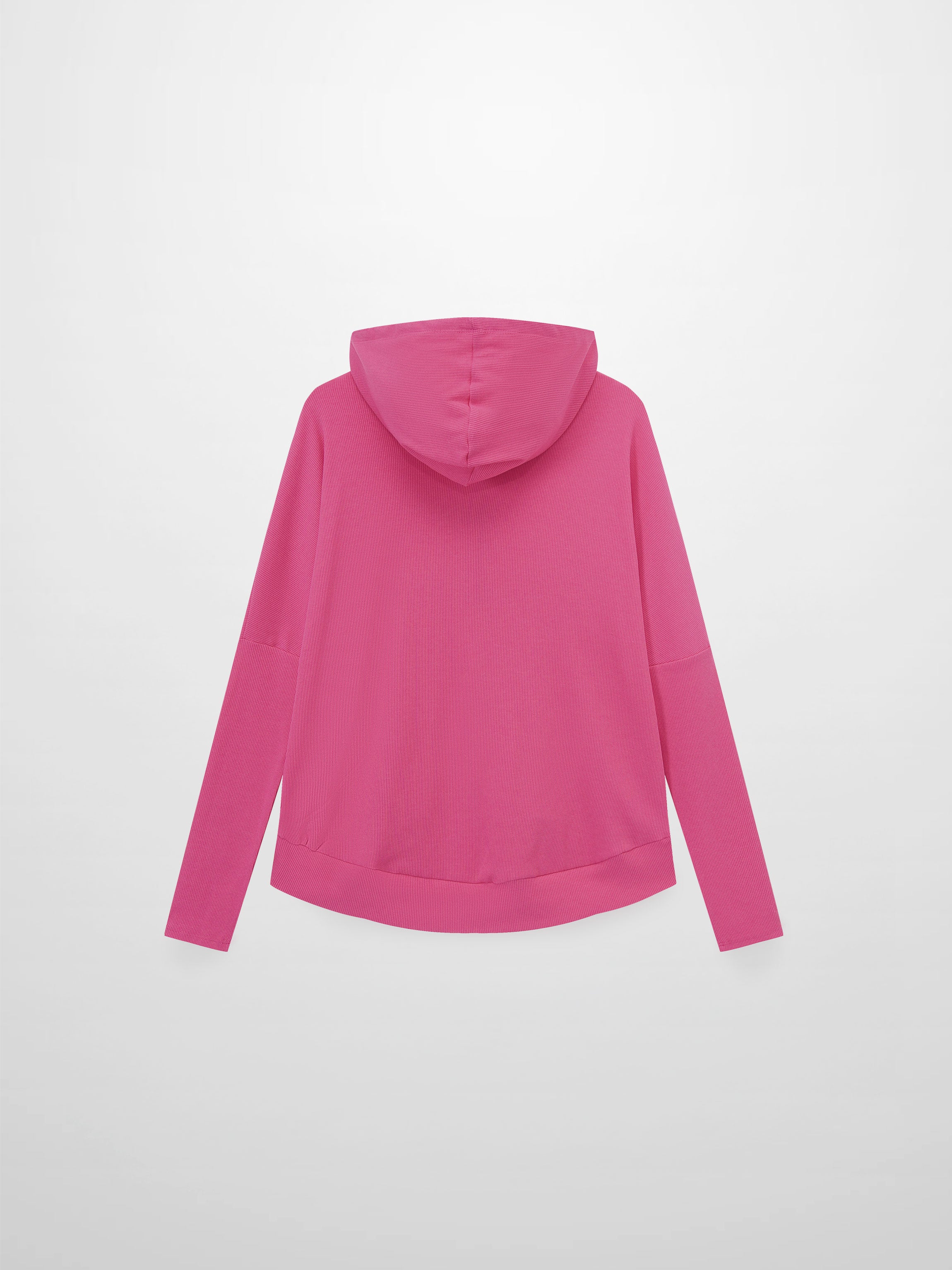 Ribbed Half Zip Hoodie Tee-Hot Pink