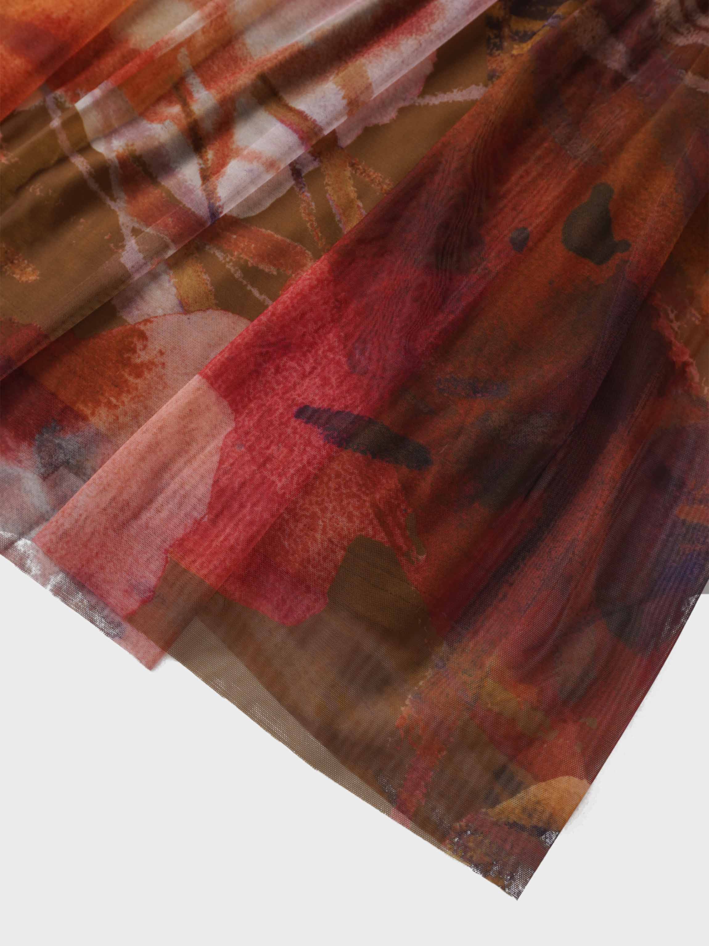 Mesh Tiered Dress-Watercolor Floral