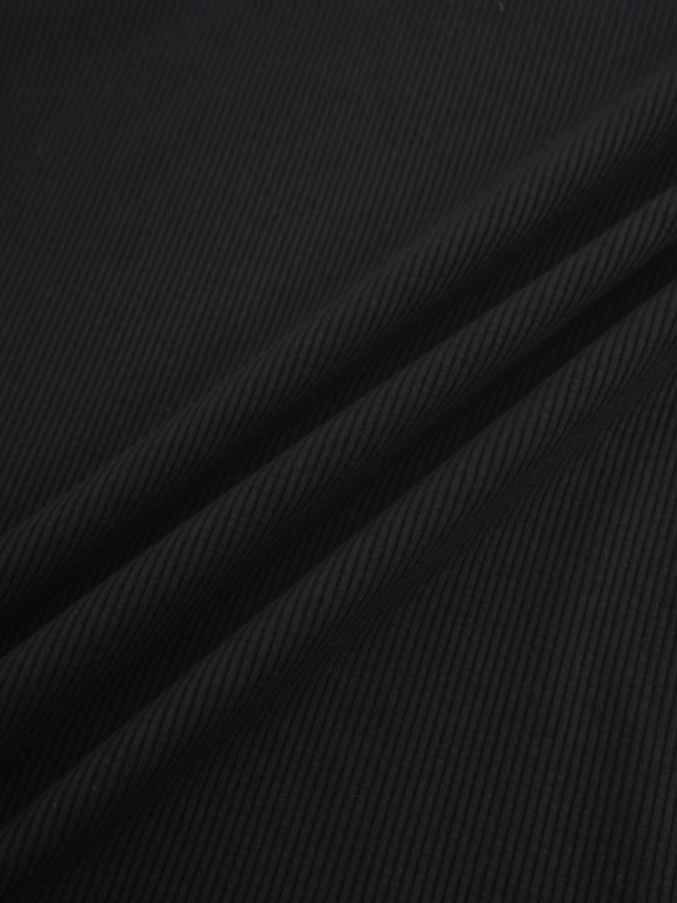 Cross Stitch Ribbed T-Shirt-Black
