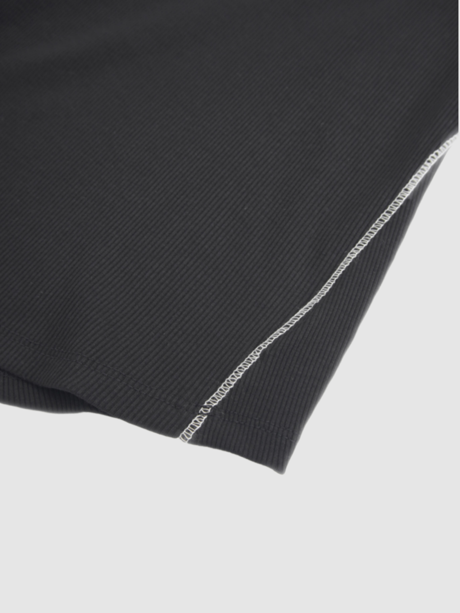 Cross Stitch Ribbed T-Shirt-Black