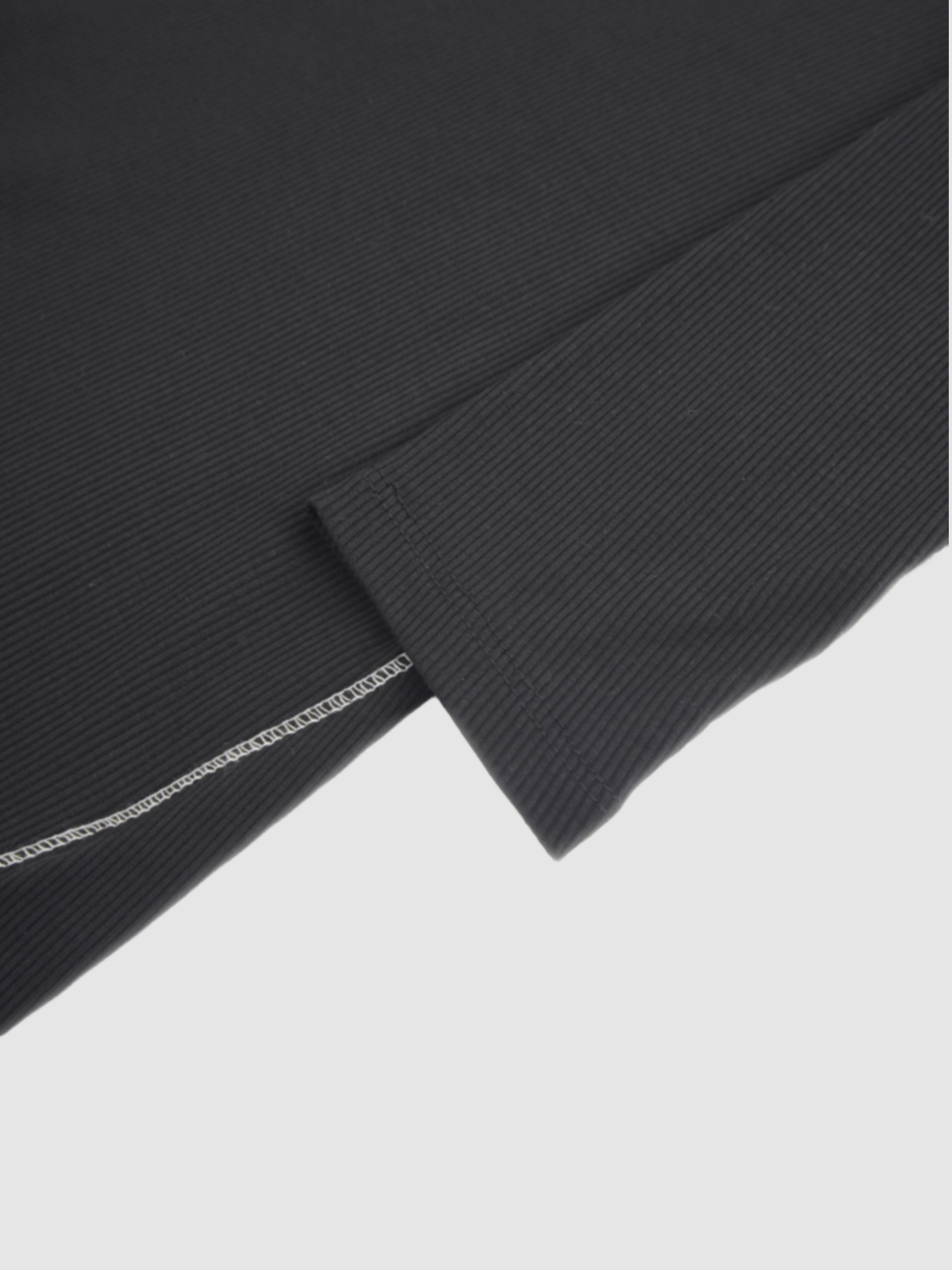 Cross Stitch Ribbed T-Shirt-Black