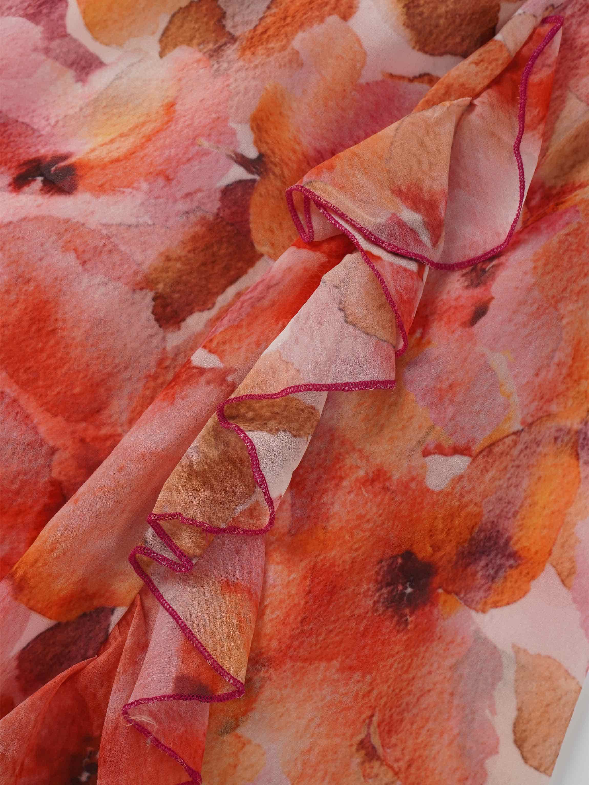 Asymmetrical Hem Dress-Spring Flowers