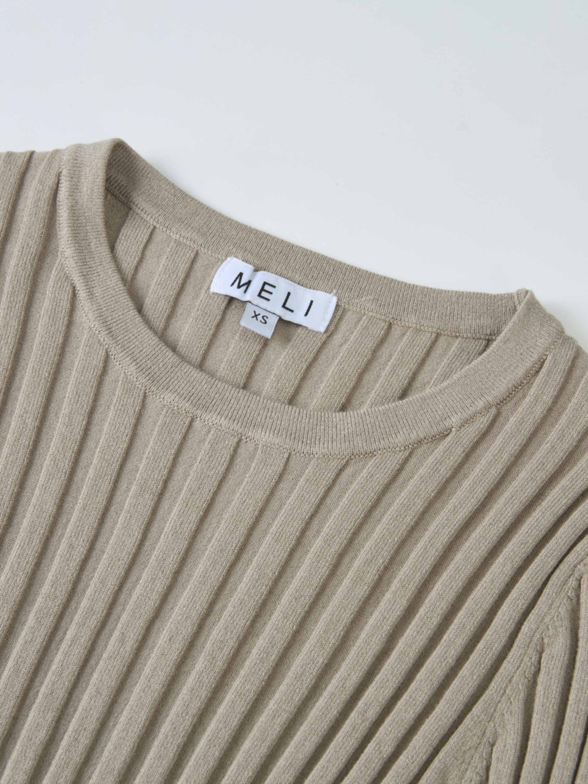 Ribbed Crew Neck Sweater - Light Mocha