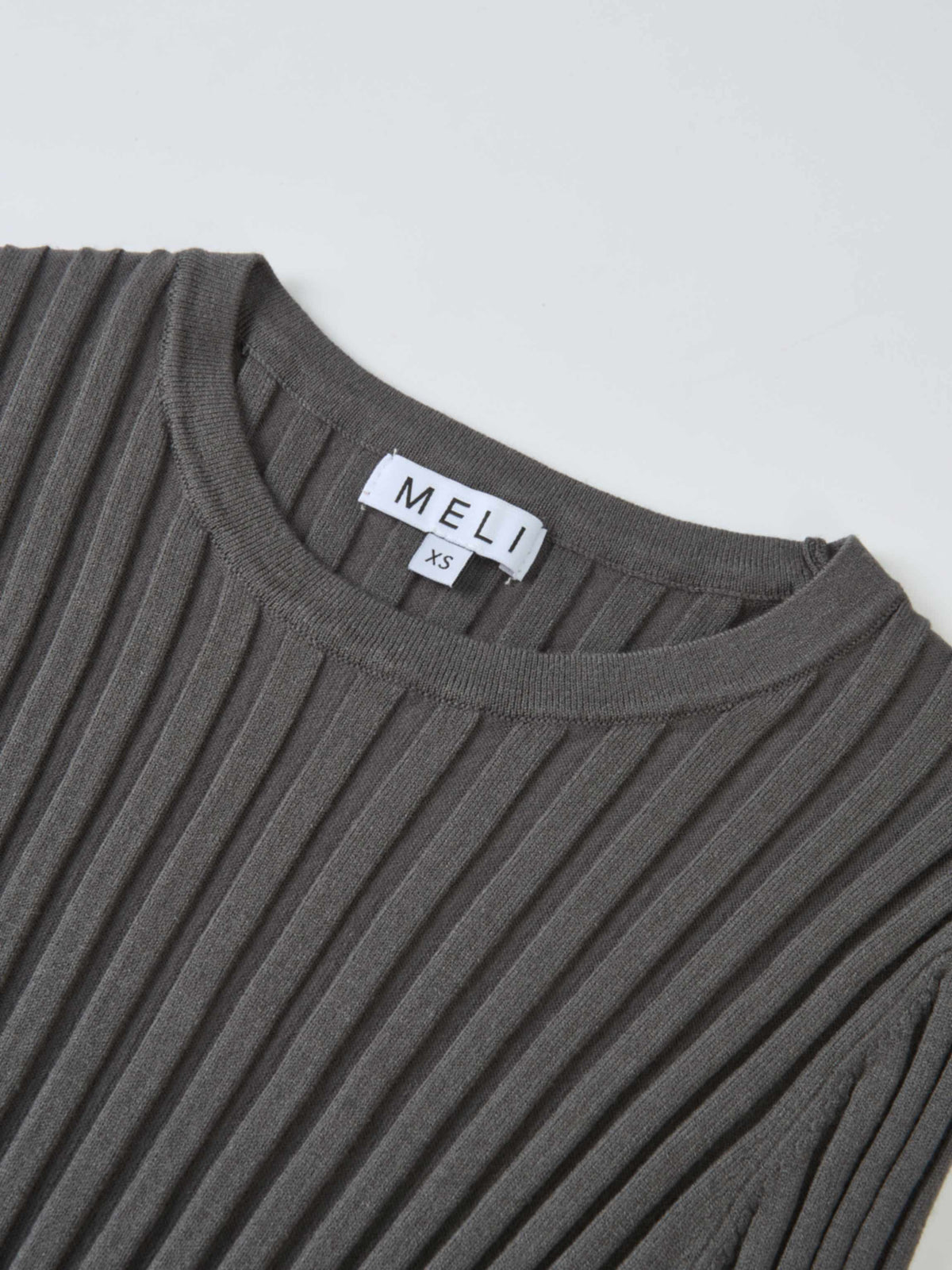 Ribbed Crew Neck Sweater - Grey