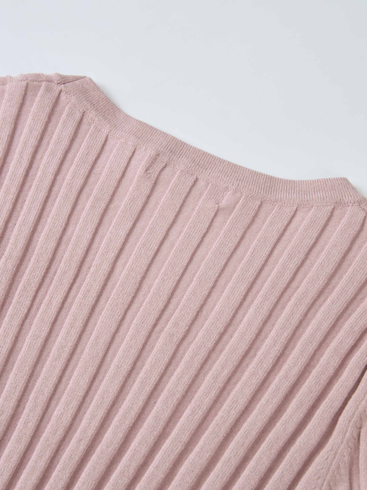 Ribbed Crew Neck Sweater - Pink