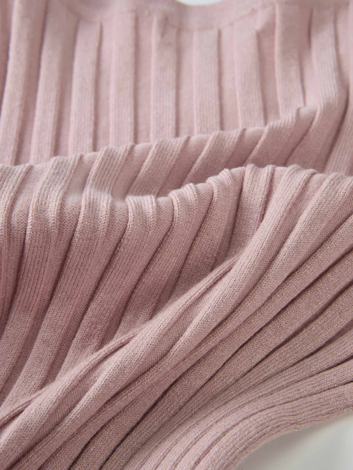 Ribbed Crew Neck Sweater - Pink