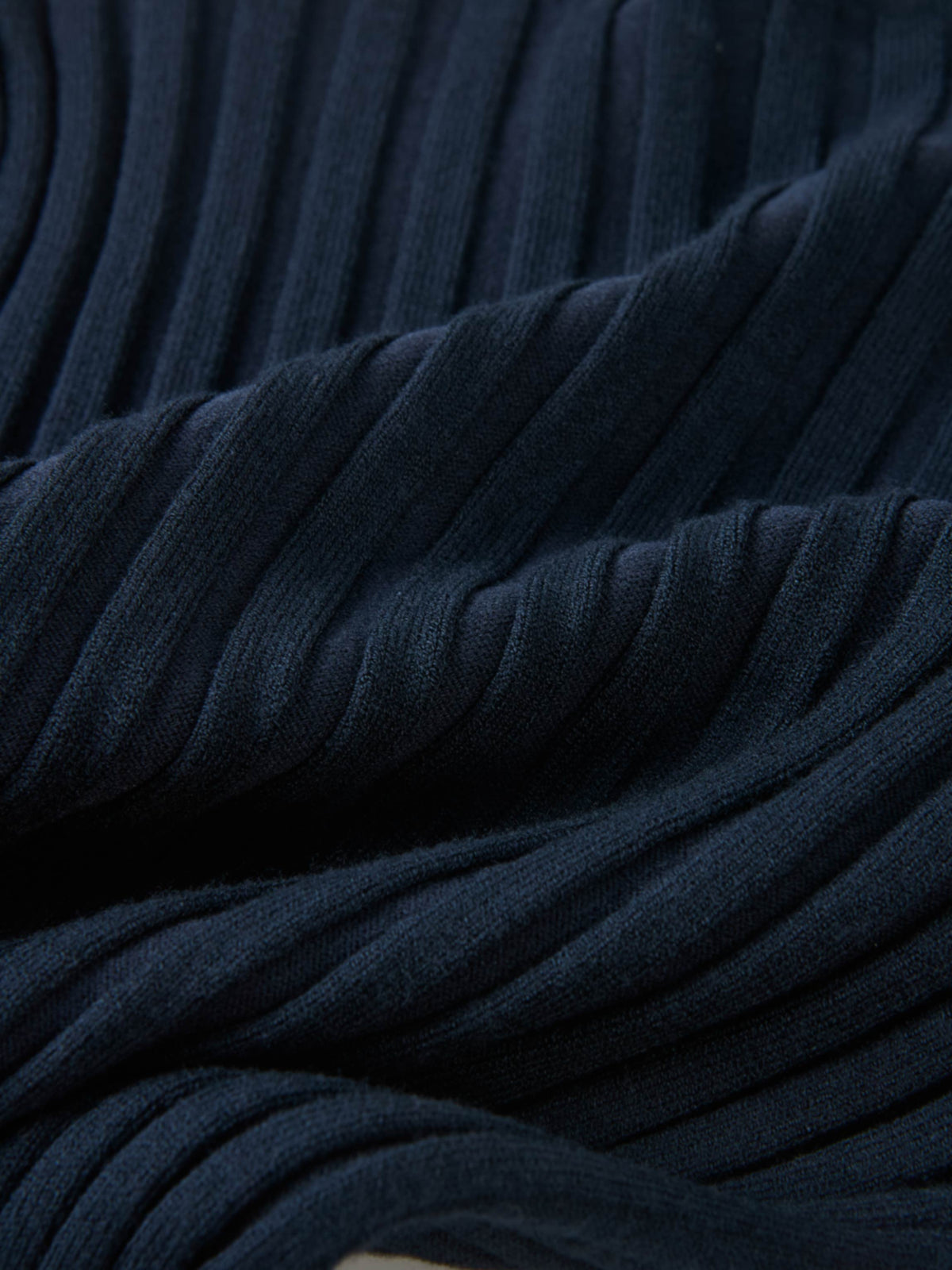 Ribbed Crew Neck Sweater - Navy