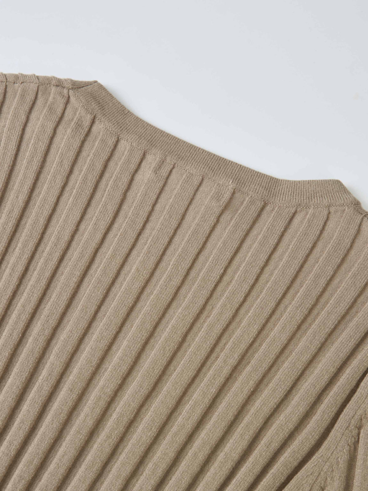 Ribbed Crew Neck Sweater - Warm Taupe