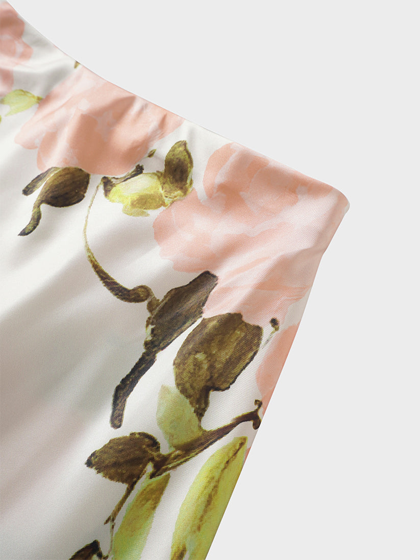 Print Slip Skirt-Peach Floral