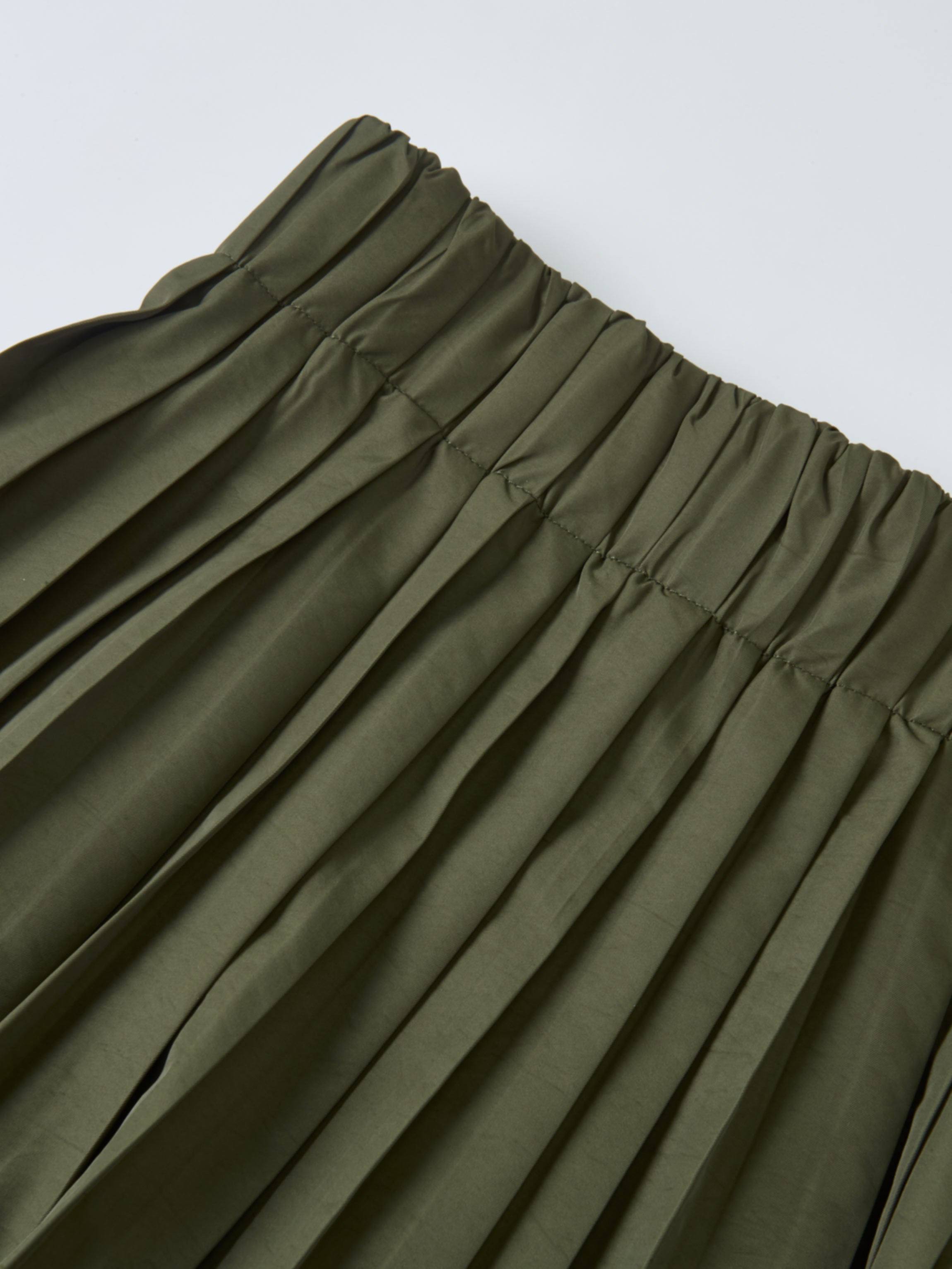 Elastic Waist Taffeta Skirt - Olive