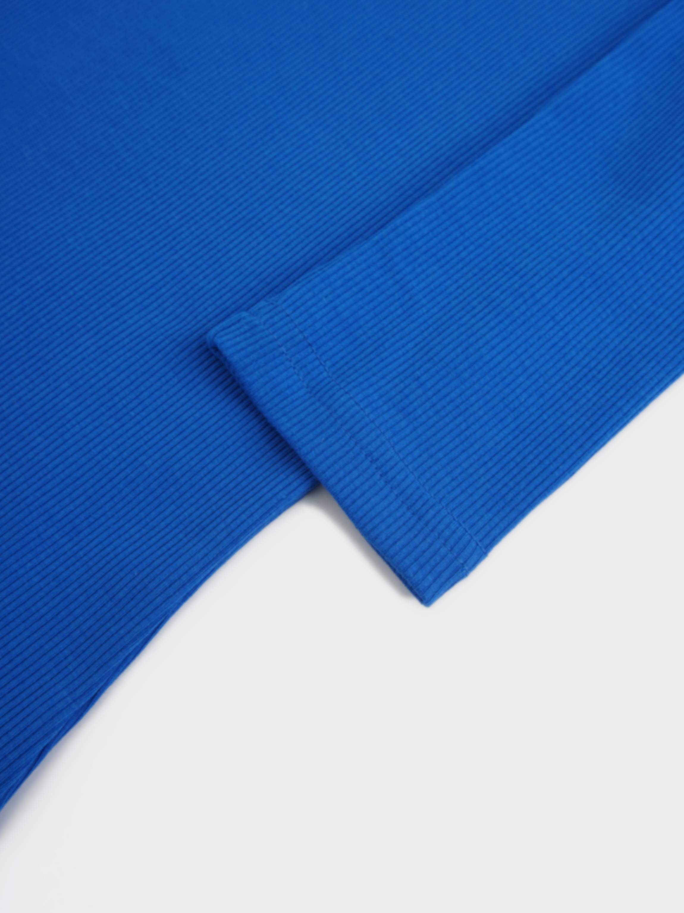 Soft Ribbed High V Tee-Cobalt Blue