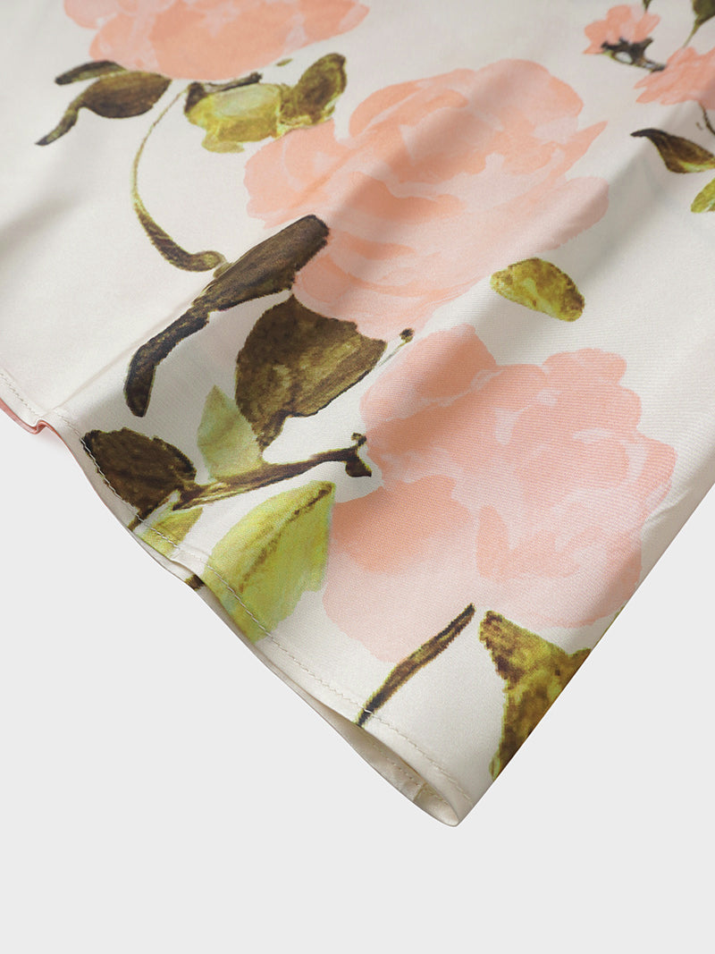 Print Slip Skirt-Peach Floral