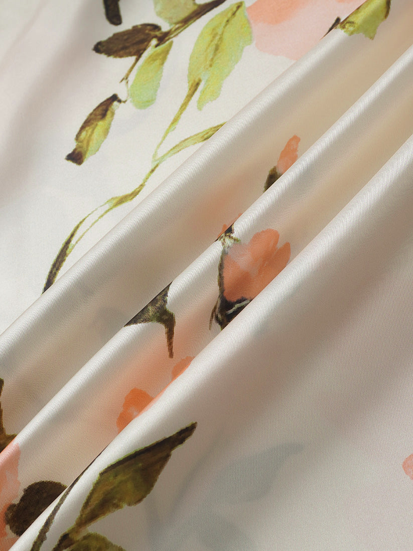 Print Slip Skirt-Peach Floral