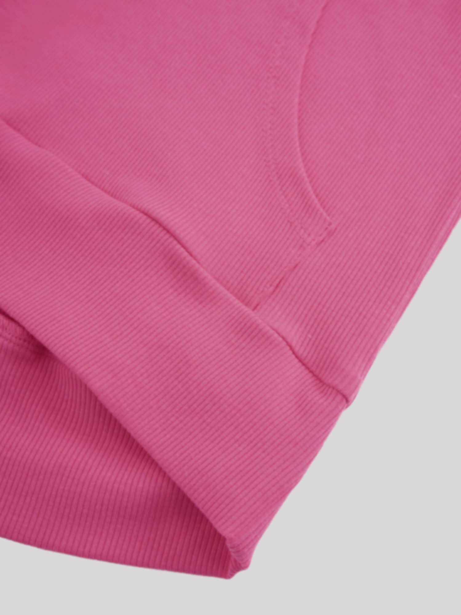 Ribbed Half Zip Hoodie Tee-Hot Pink