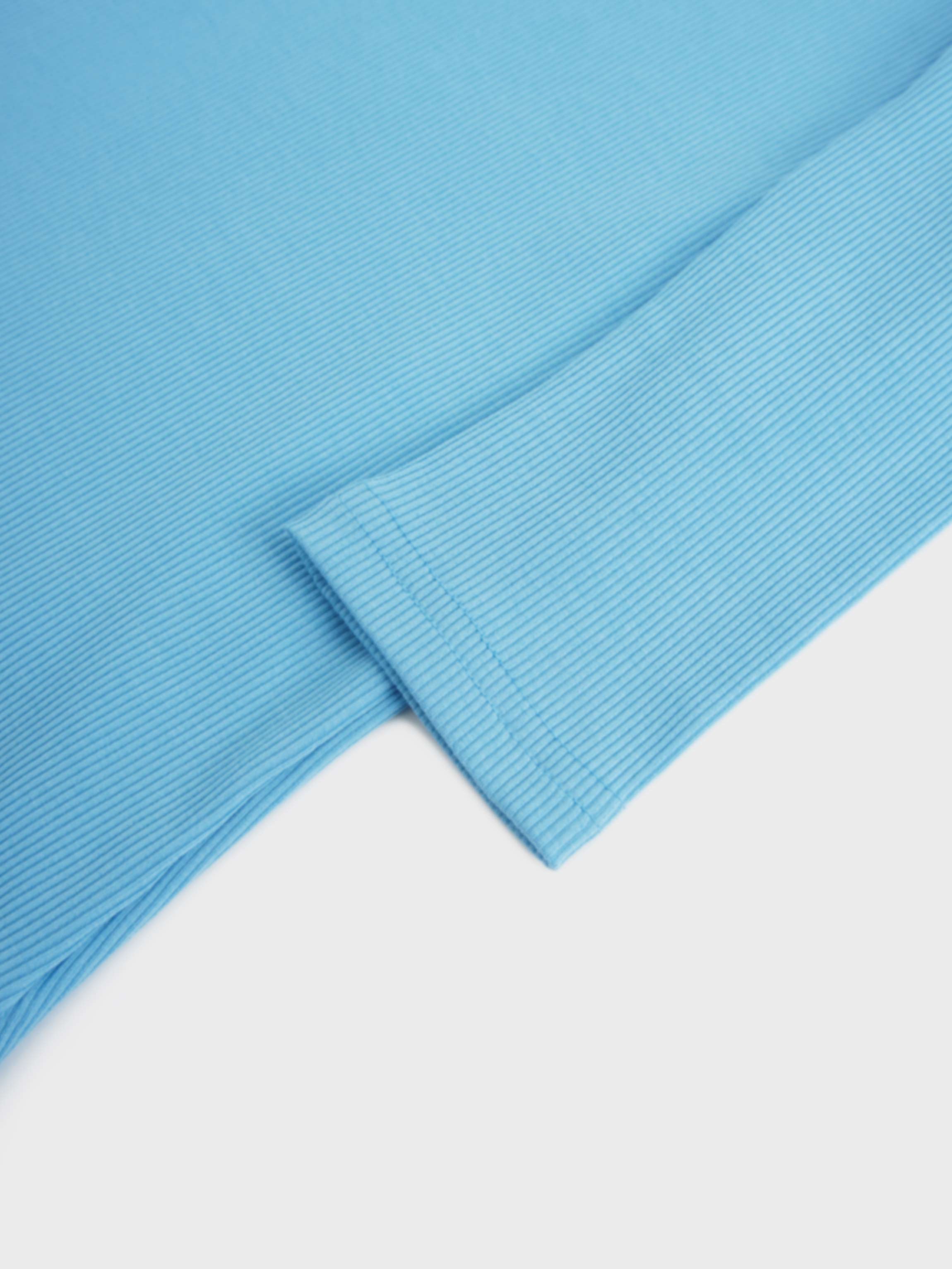 Soft Ribbed High V Tee-Sky Blue
