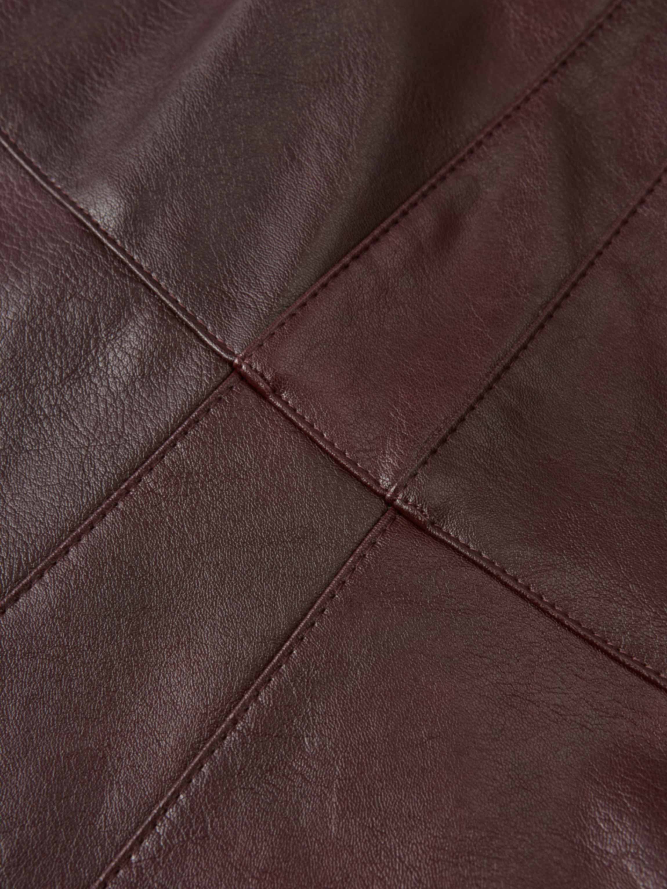 Smoked Faux Leather Skirt - Burgundy