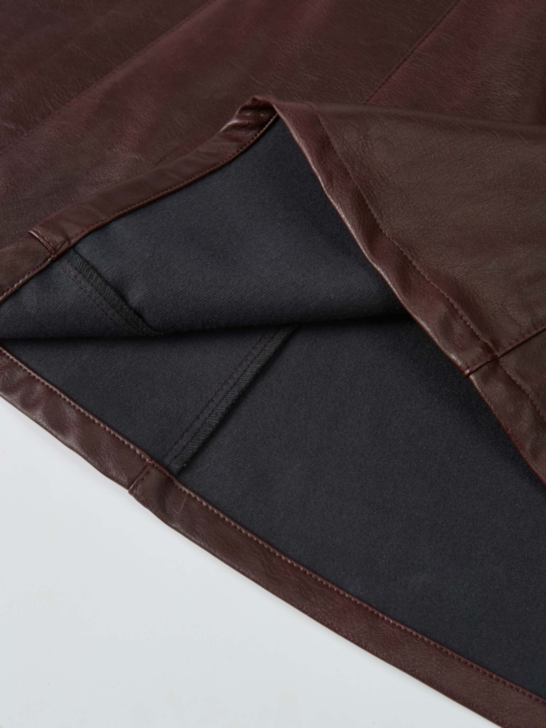 Smoked Faux Leather Skirt - Burgundy