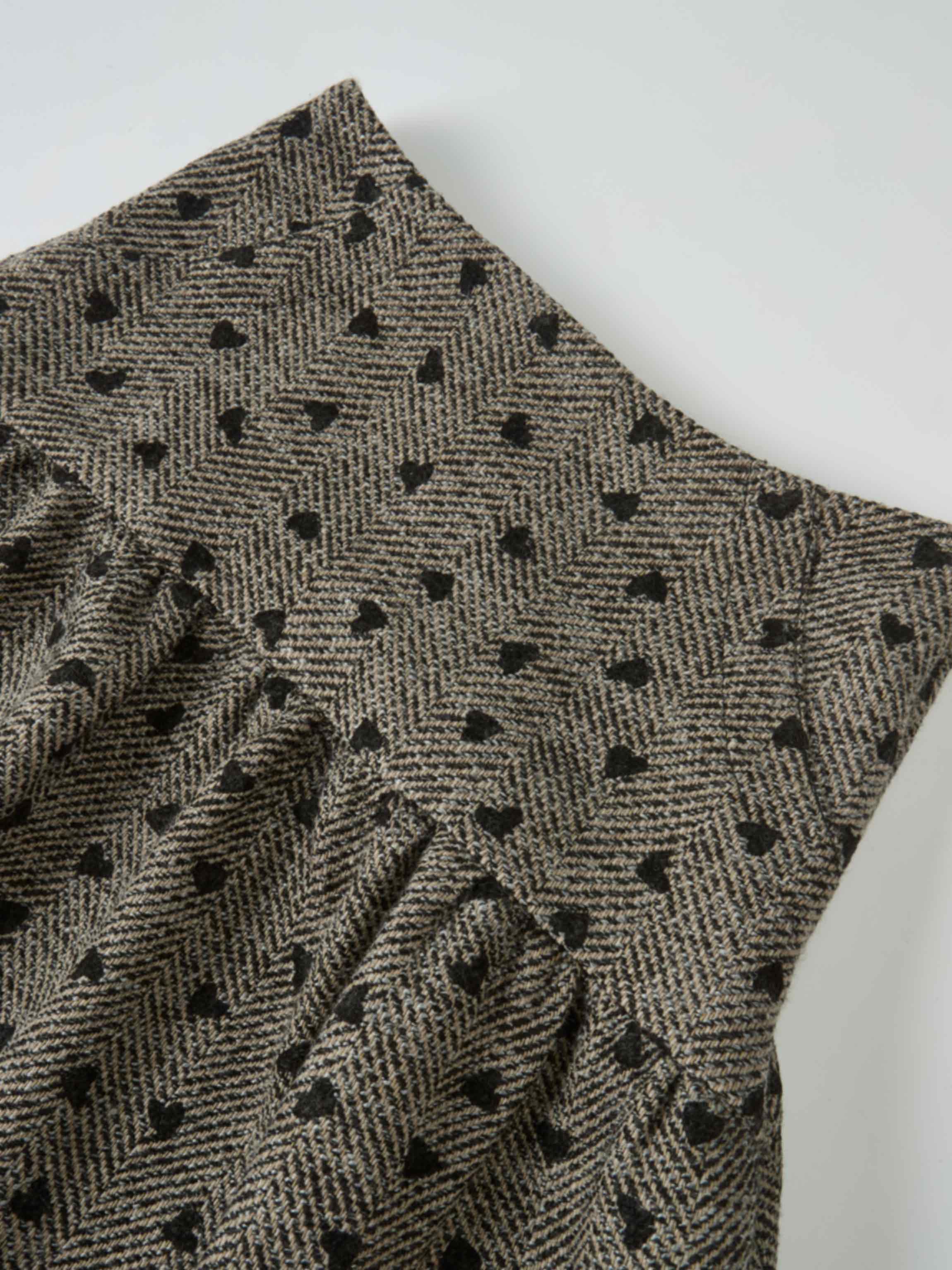 Curved Yoke Gathered Skirt - Embroidered Hearts