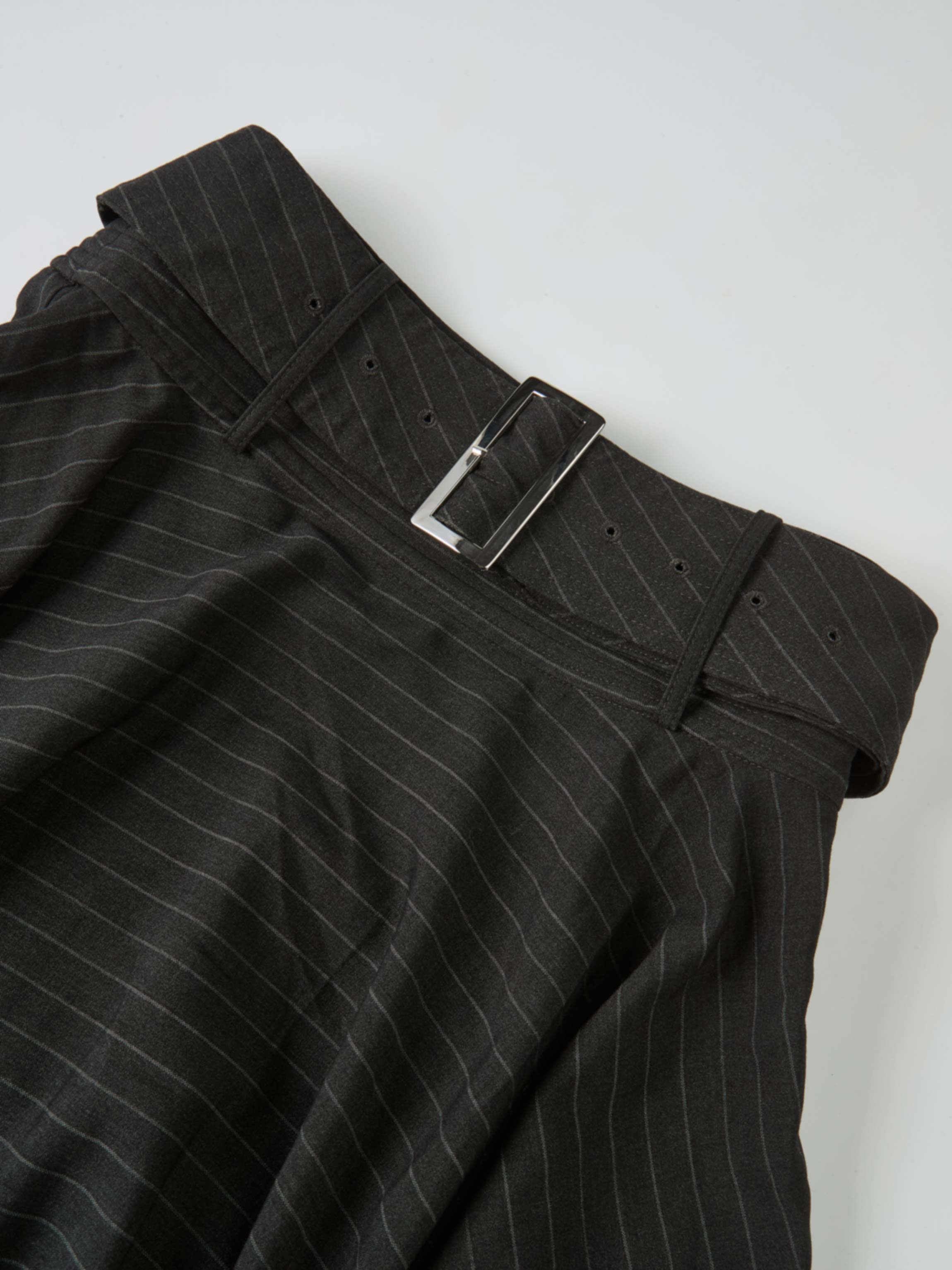 High Waisted Circle Skirt - Grey Pinstripe