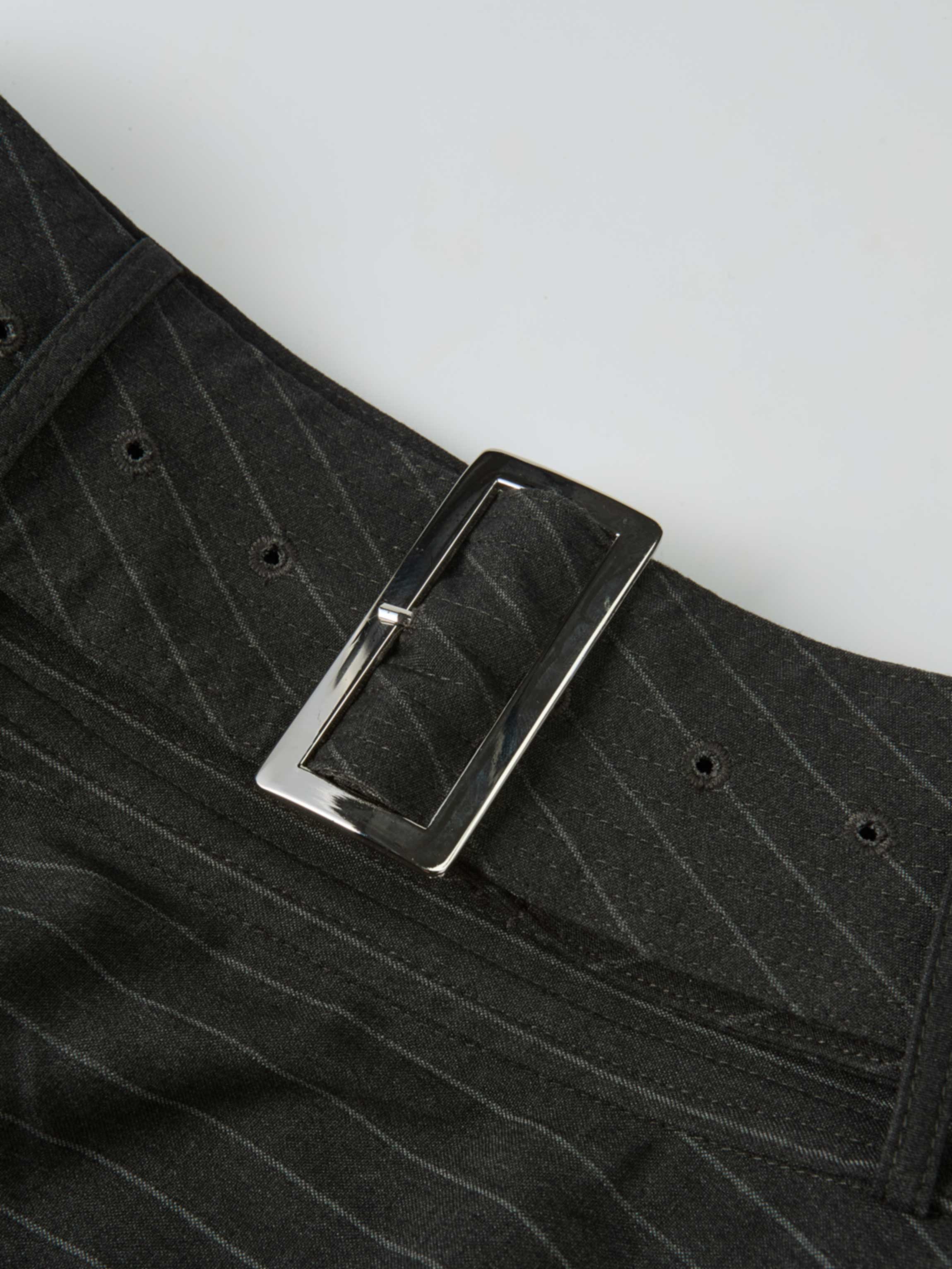 High Waisted Circle Skirt - Grey Pinstripe