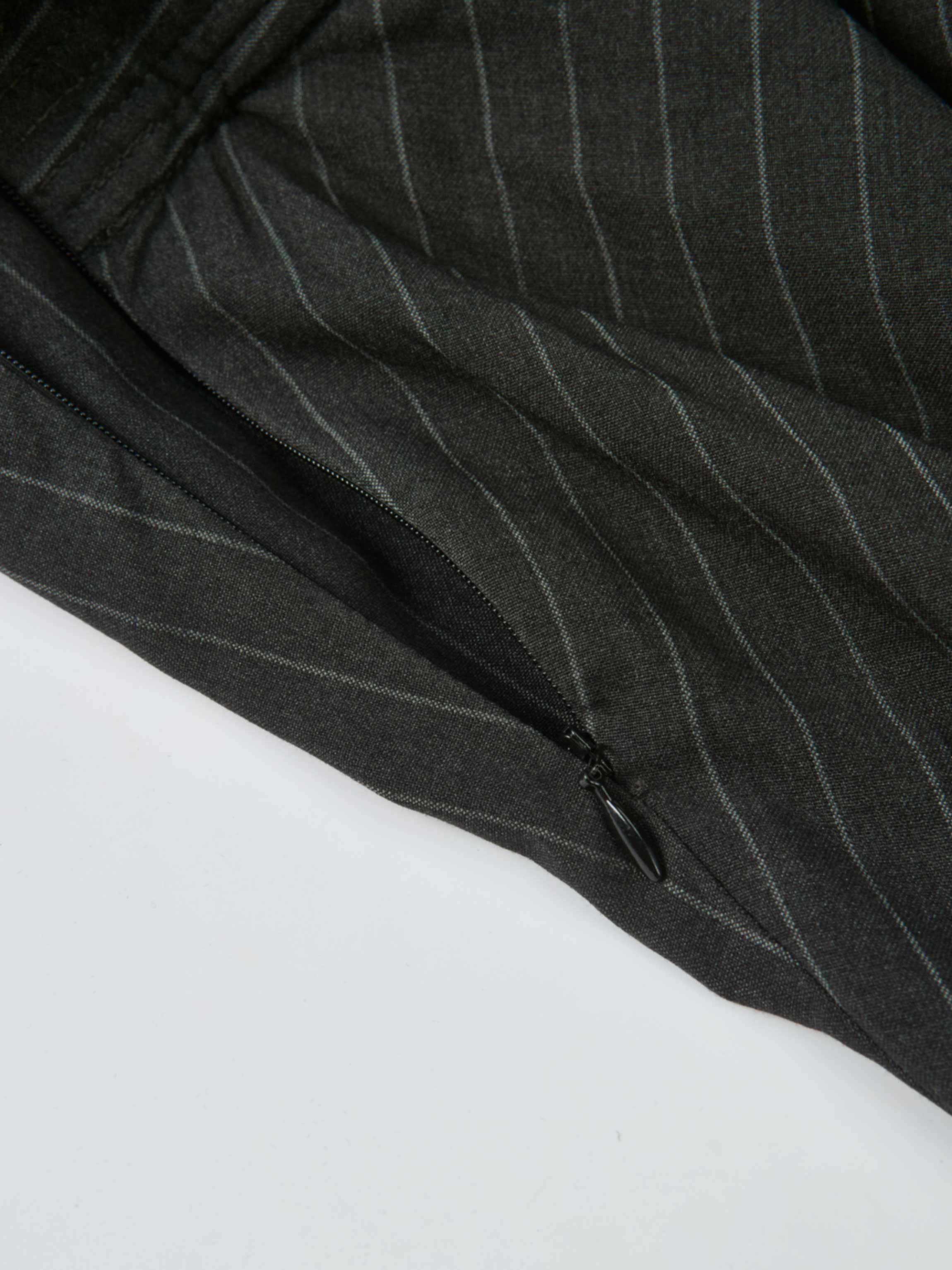 High Waisted Circle Skirt - Grey Pinstripe