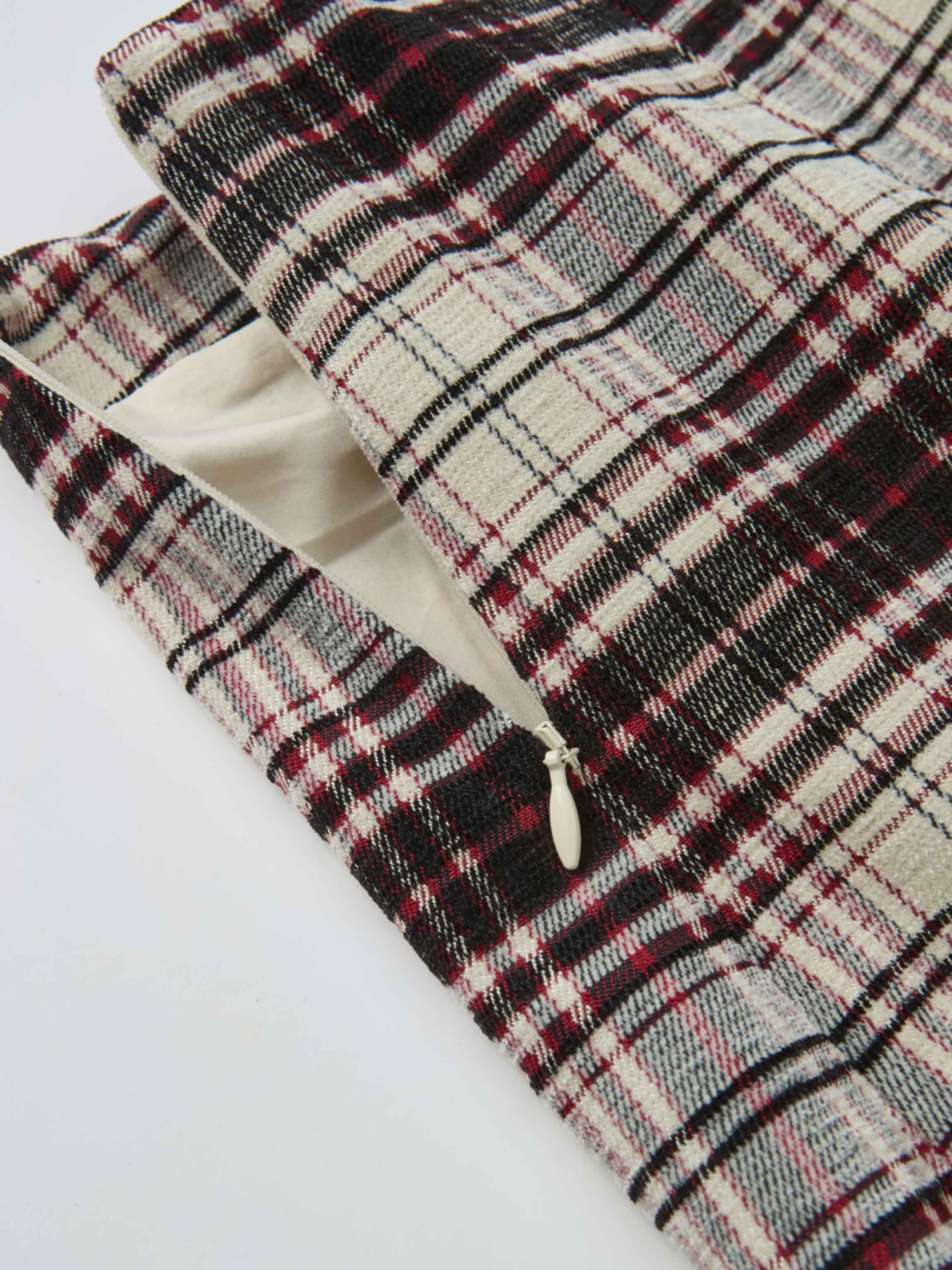 Double Layer Plaid Skirt - Red Plaid