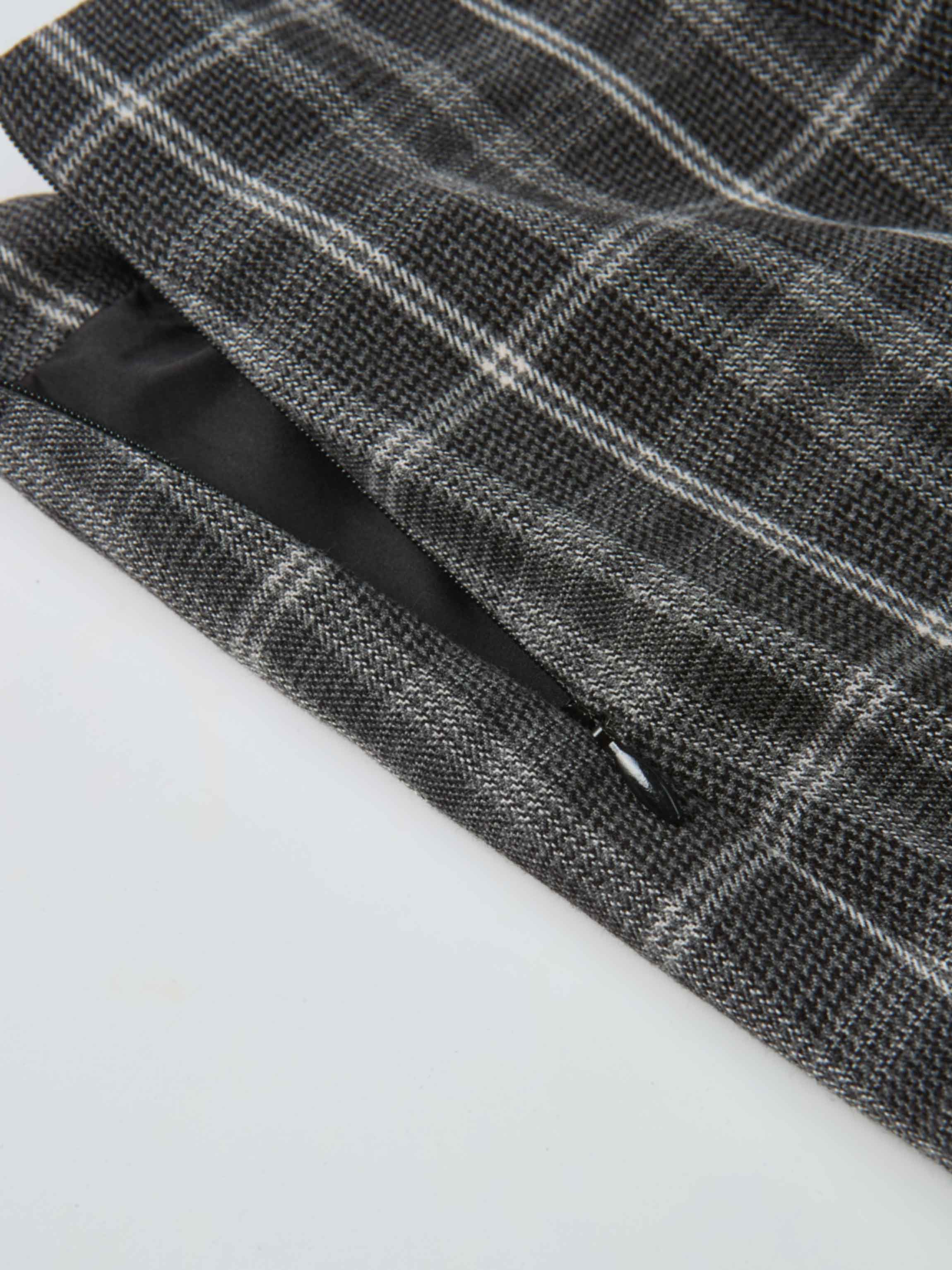 Double Layer Plaid Skirt - Grey Plaid