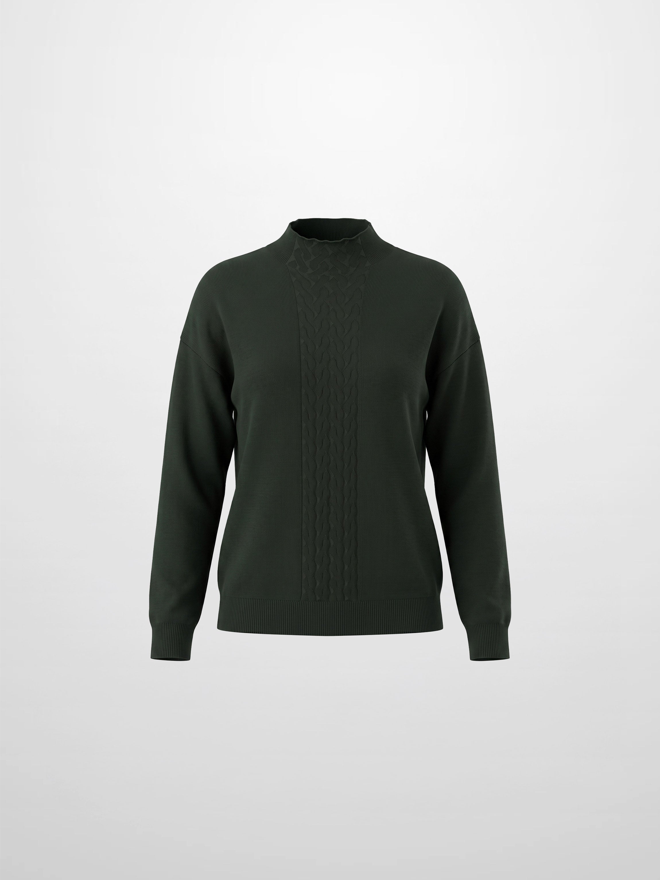 Thin Knit Center Cable Sweater - Green