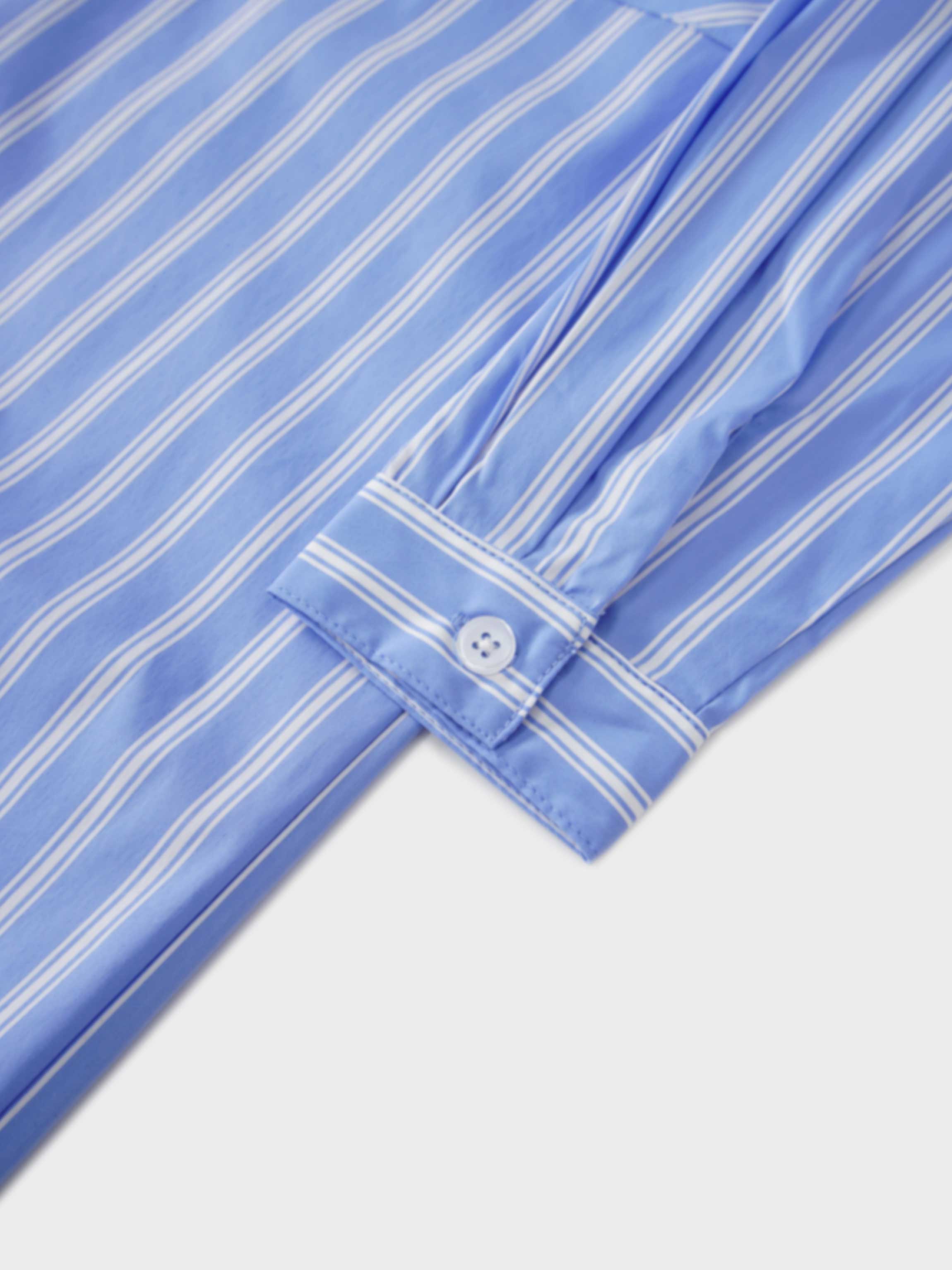 Oversized Shirtdress-Light Blue/White