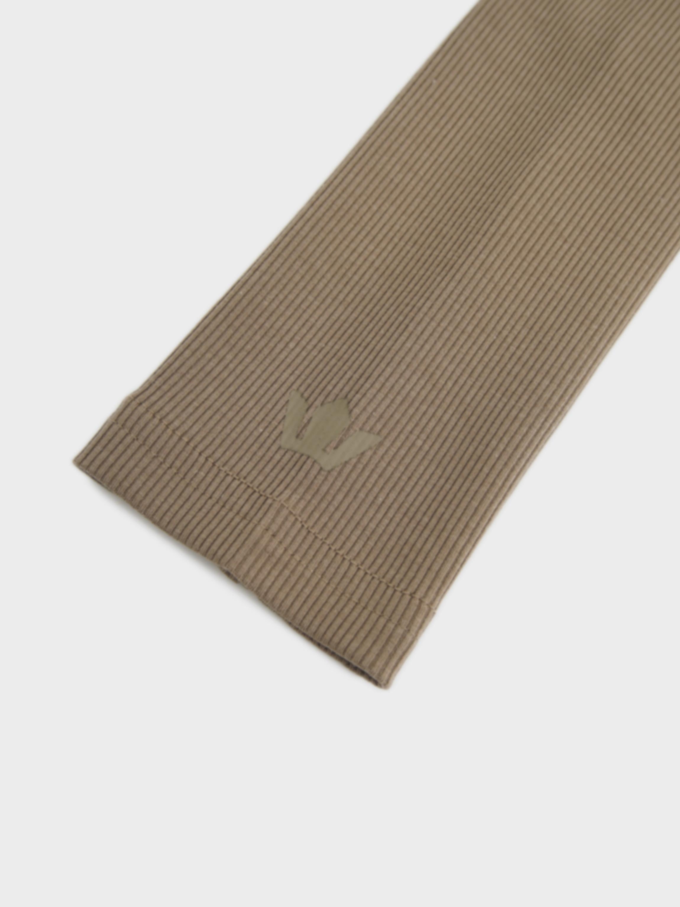 Soft Ribbed High V Tee-Mocha Mousse