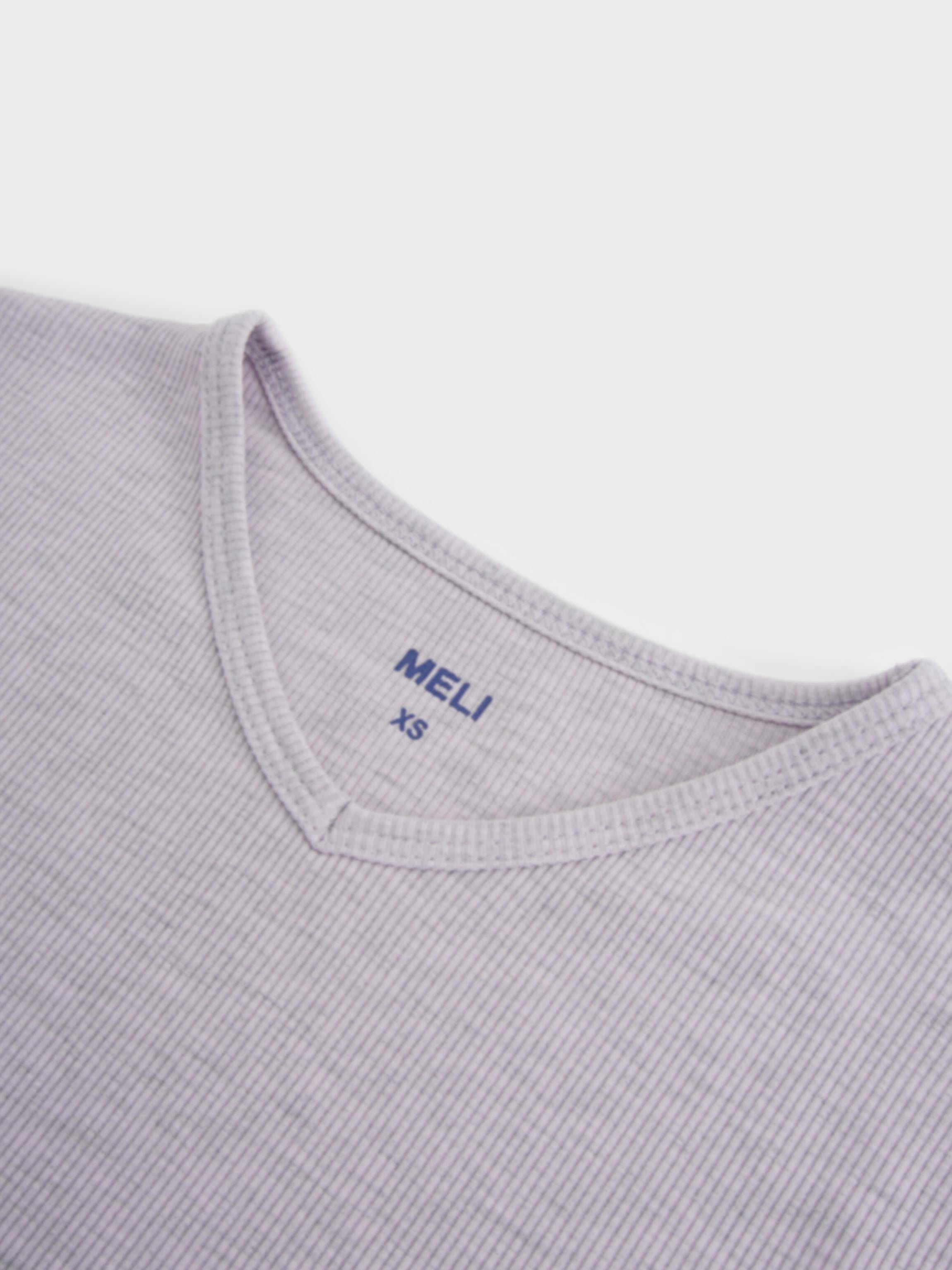 Soft Ribbed High V Tee-Heathered Lavender