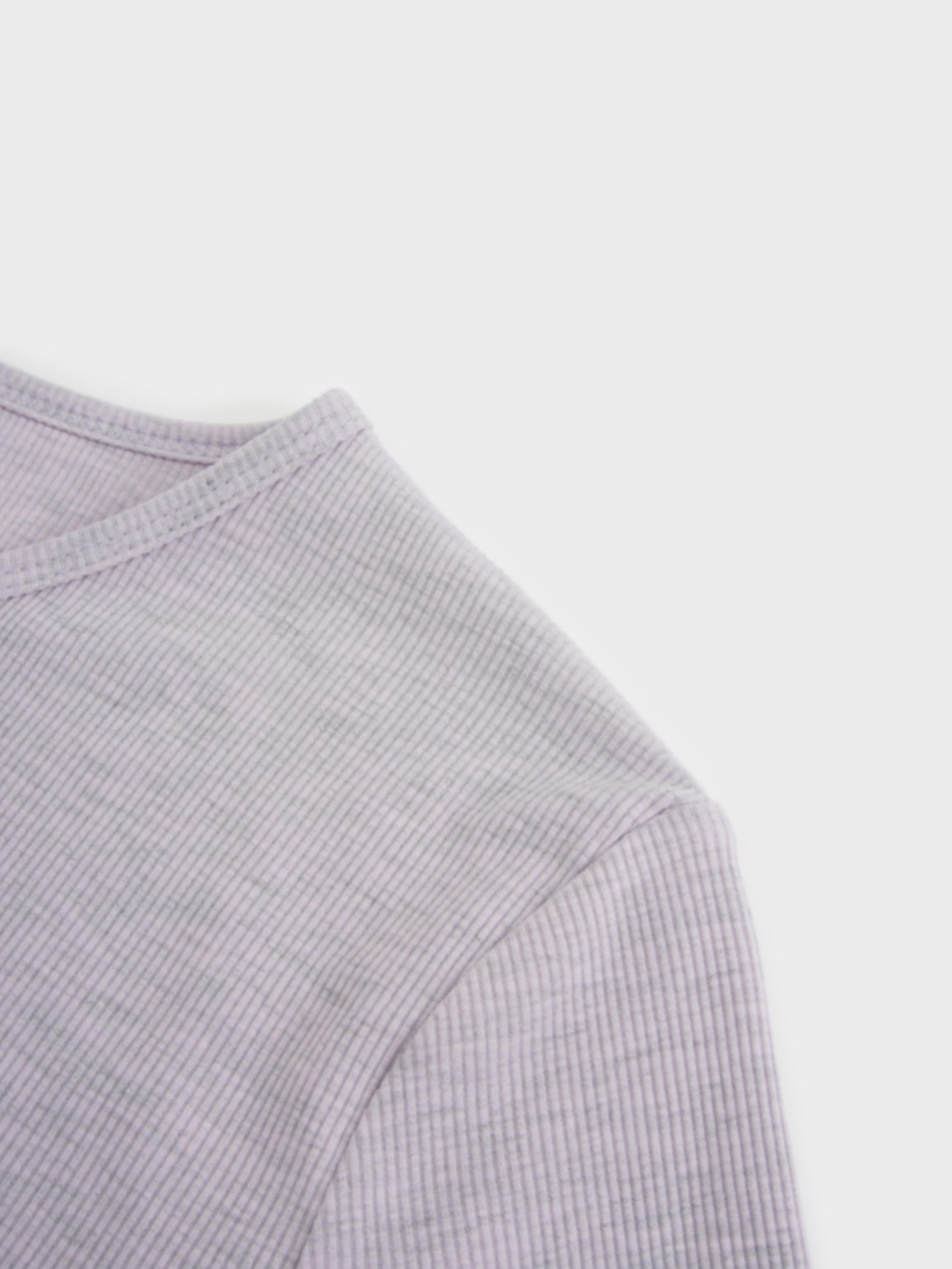 Soft Ribbed High V Tee-Heathered Lavender
