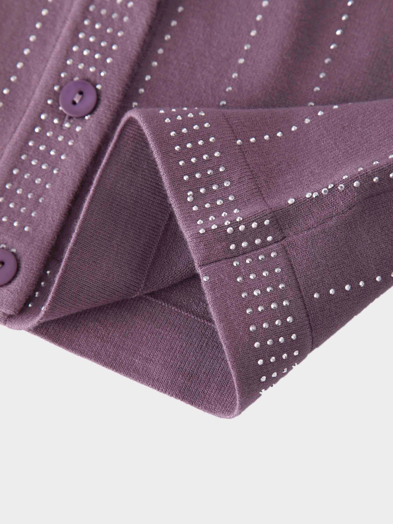Crystal Pinstripe Crew Cardigan-Purple