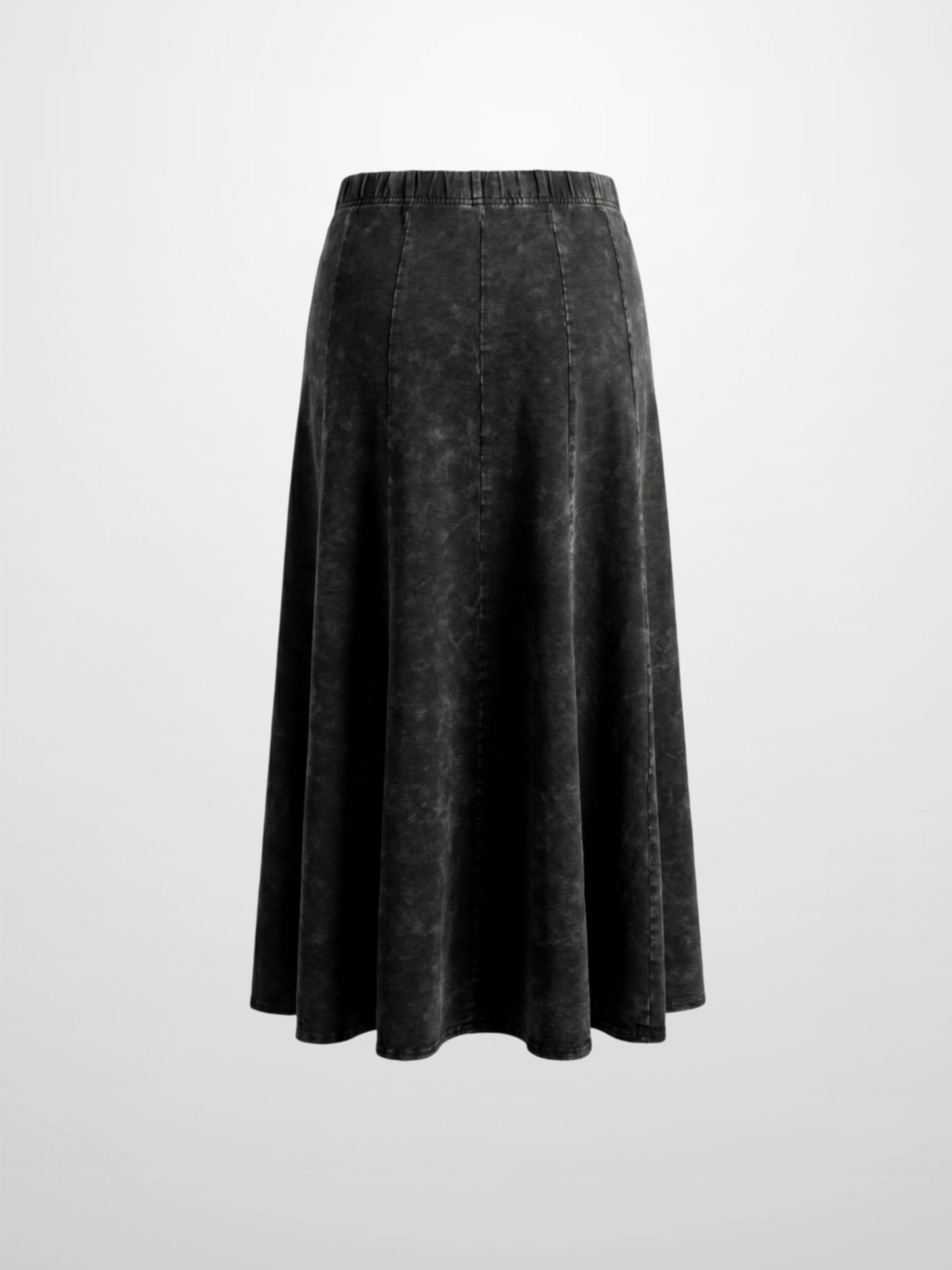 Paneled Flare Skirt 35"-Black Wash