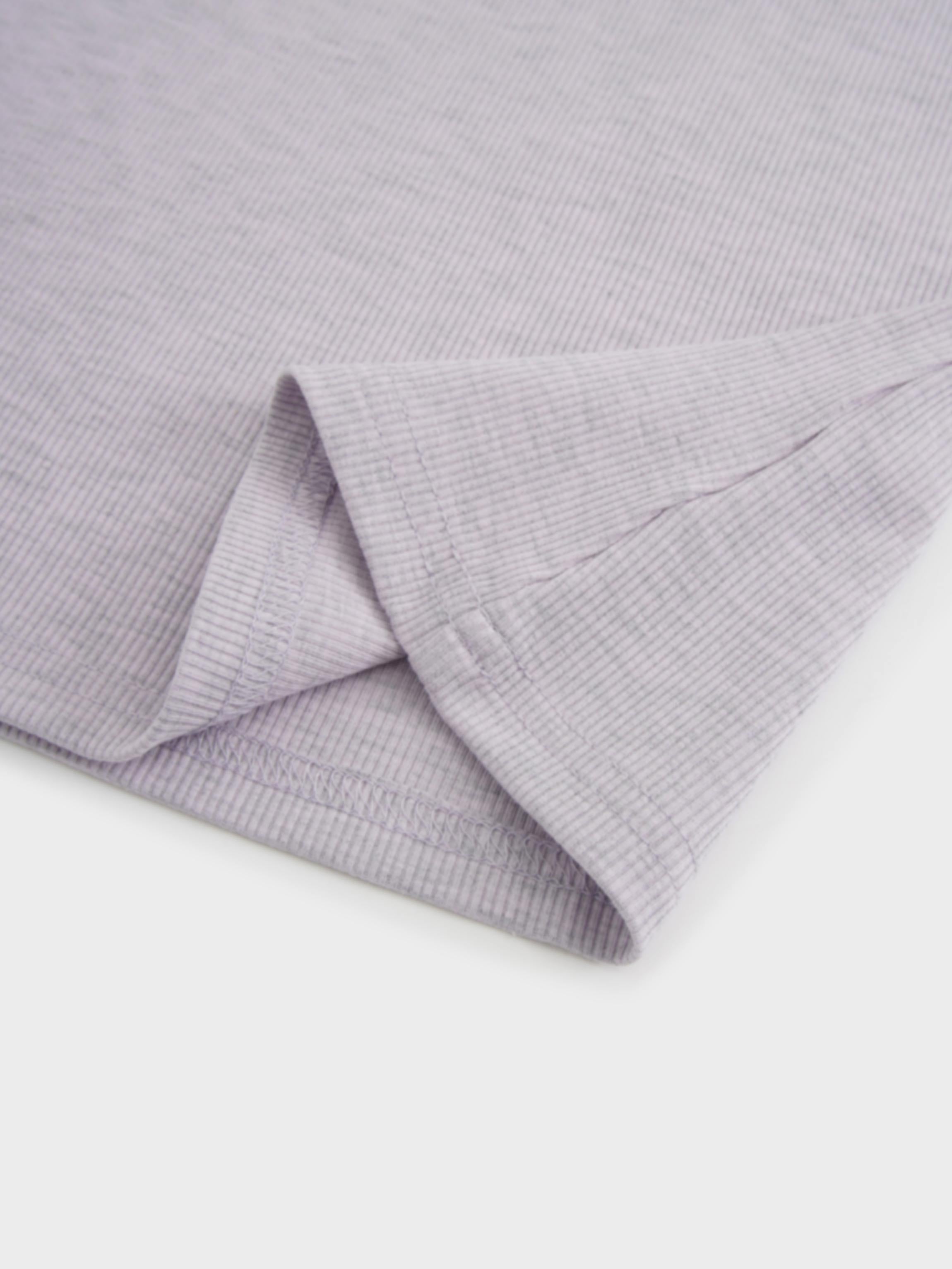 Soft Ribbed High V Tee-Heathered Lavender