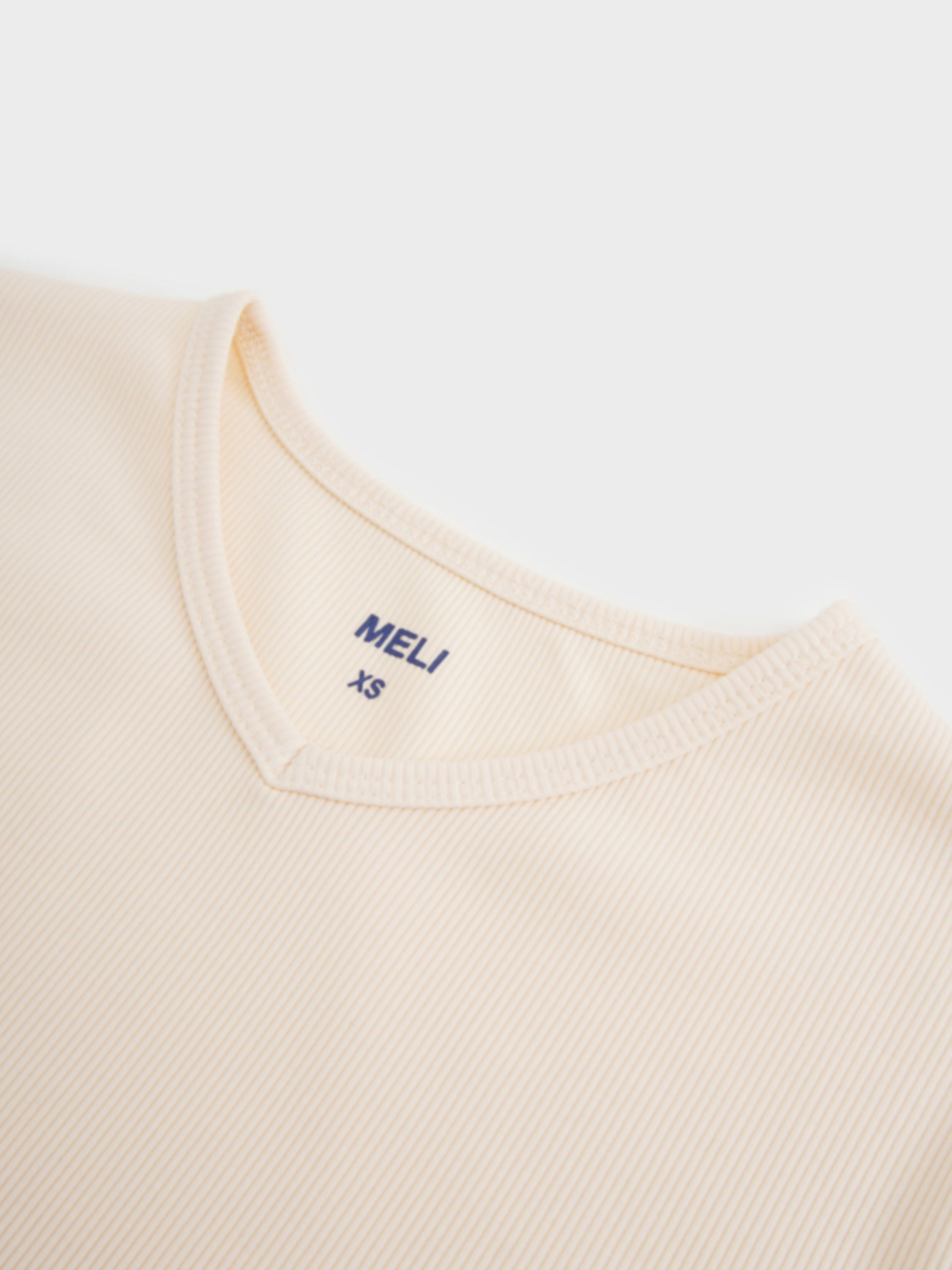 Soft Ribbed High V Tee-Cream