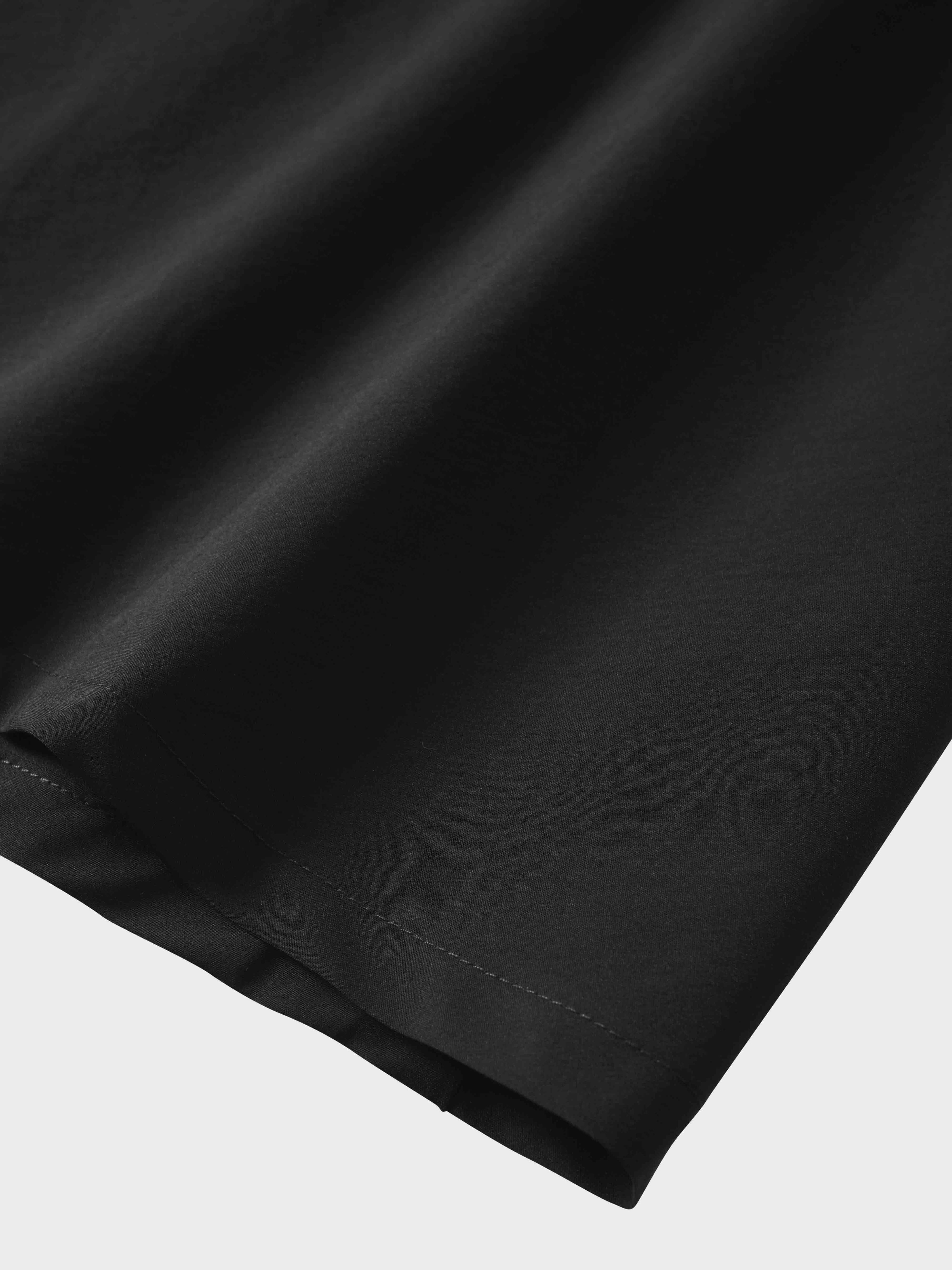 Elastic Back Maxi Cotton Blend Skirt-Black