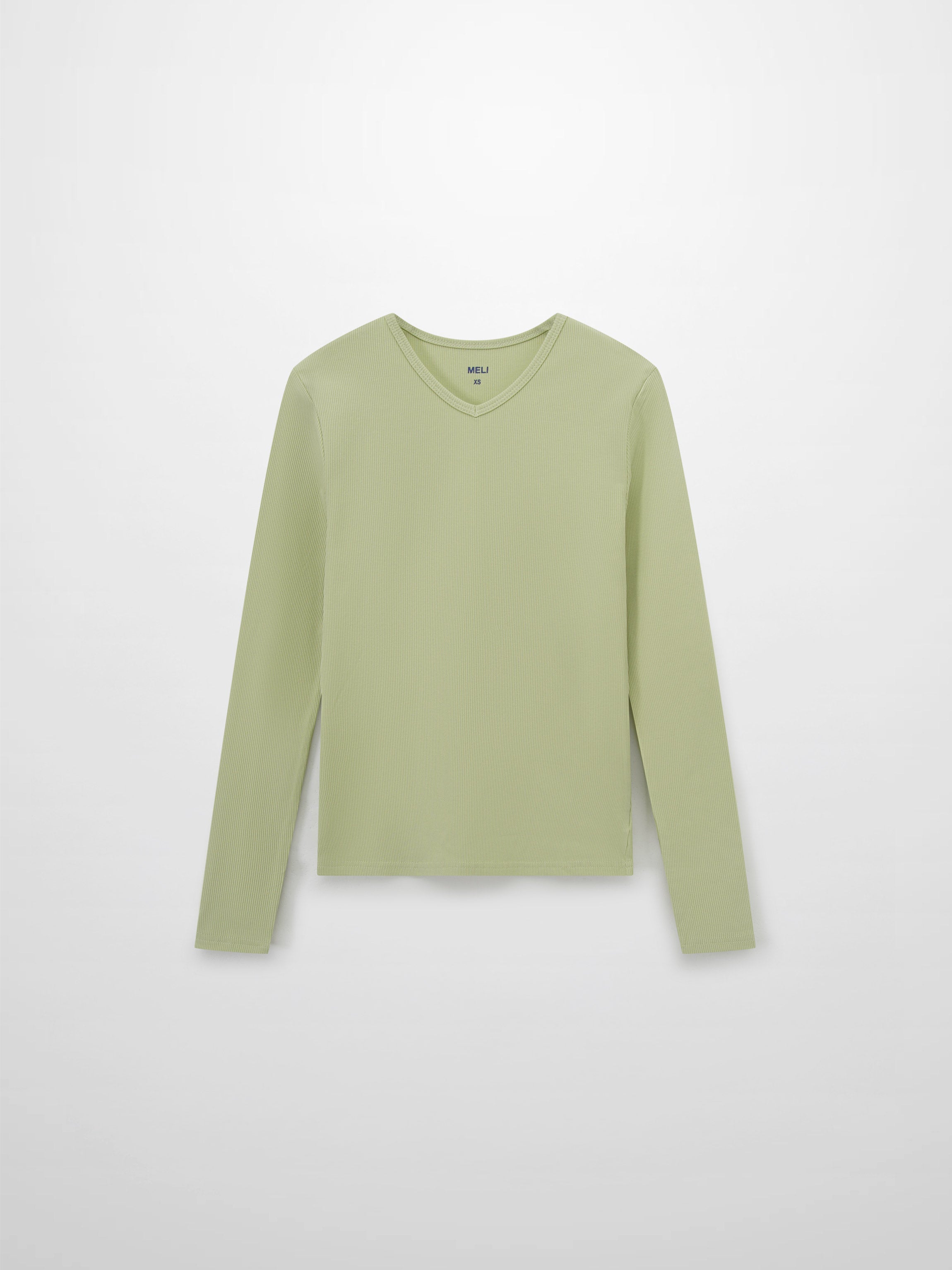 Soft Ribbed High V Tee-Muted Lime